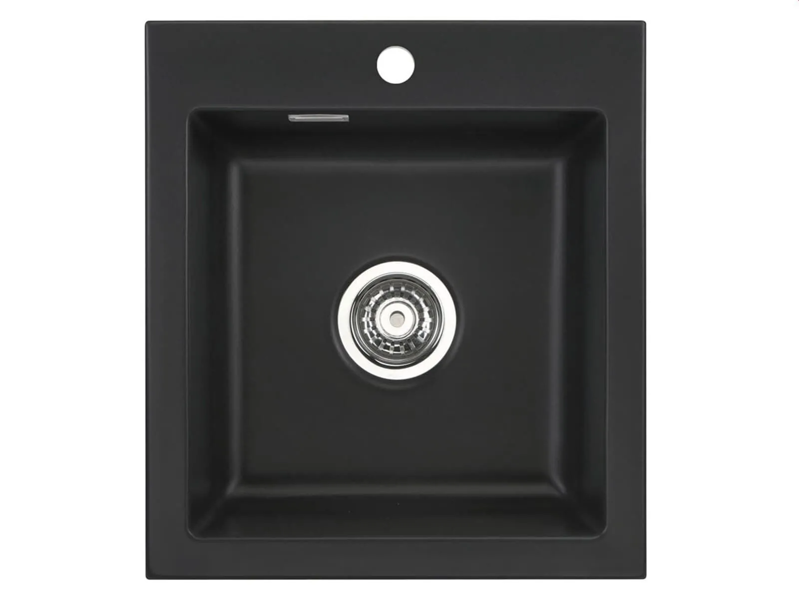 Systemceram Mera 46 Nigra, Zlew ceramiczny, korek manualny