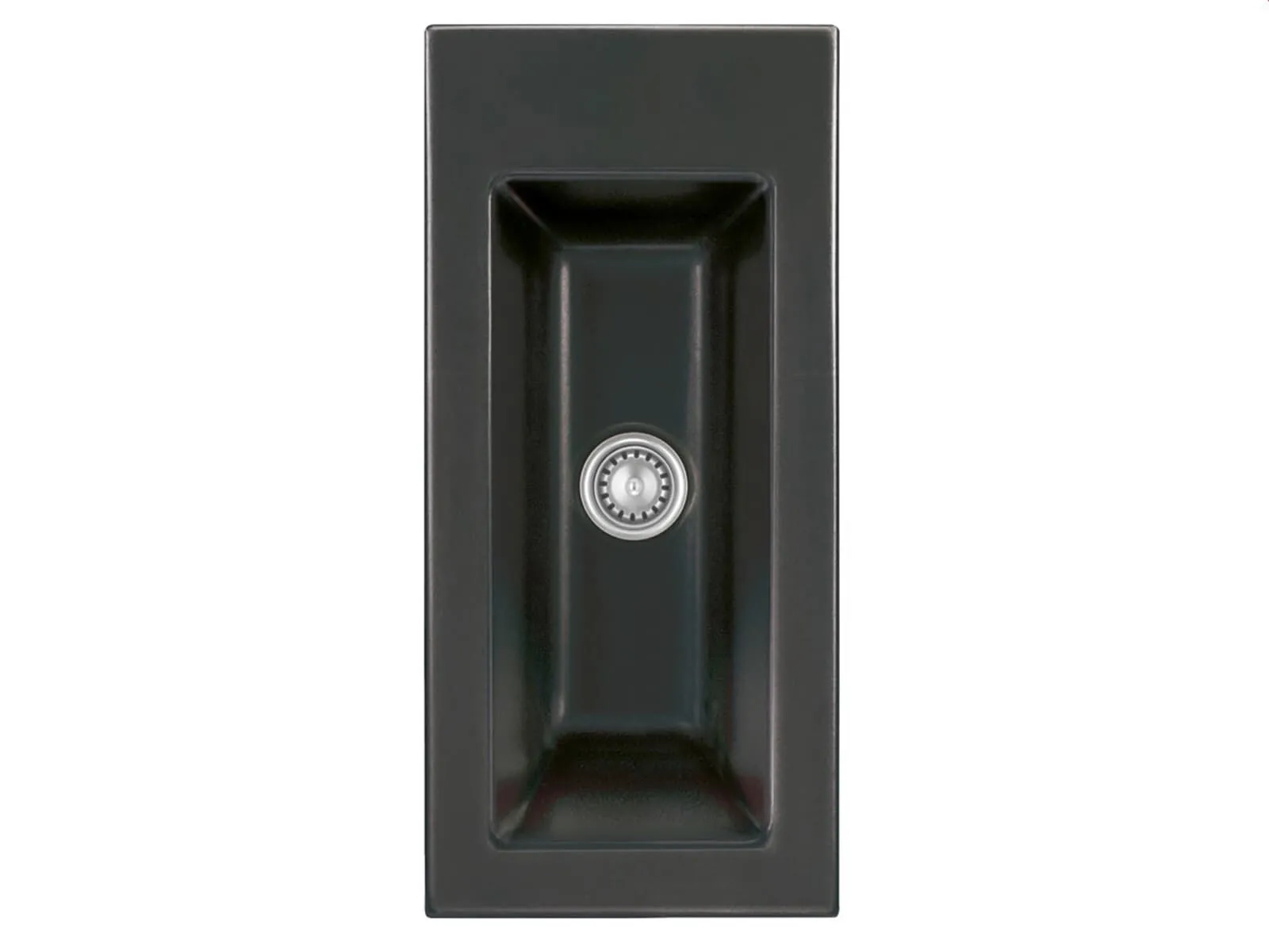 Systemceram Mera 24 Nero, Zlew ceramiczny, korek manualny