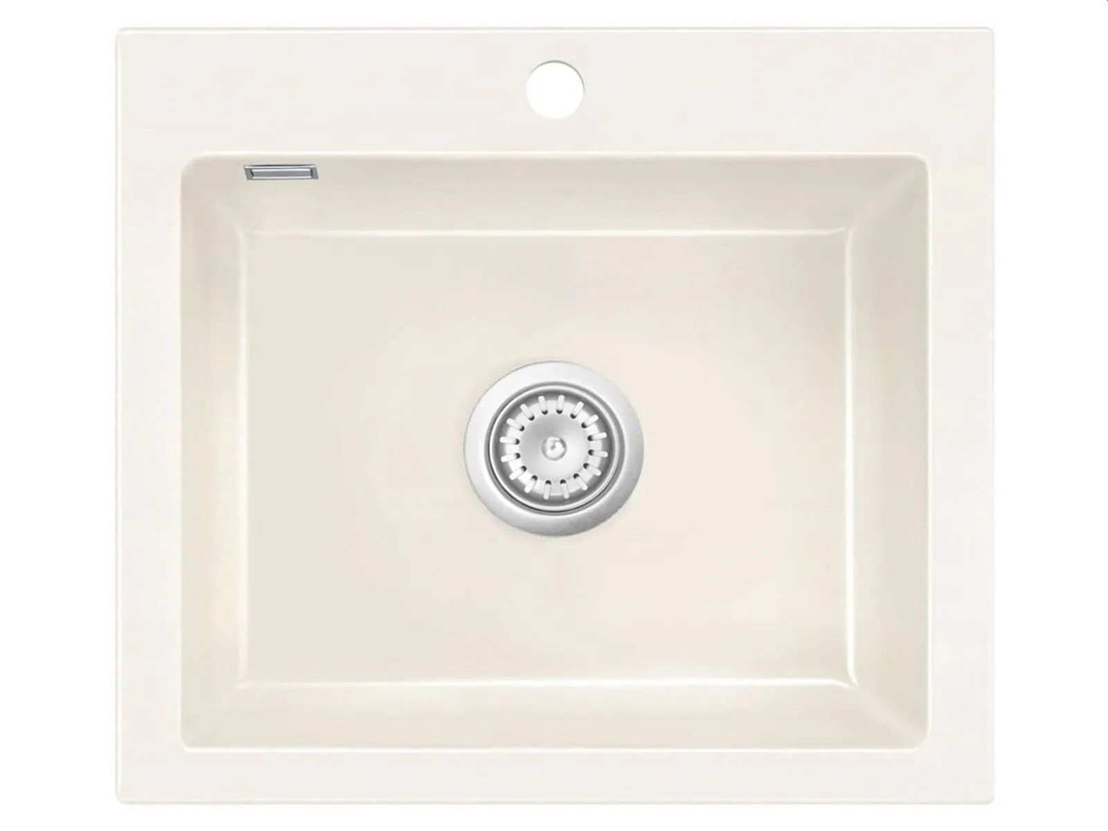 Systemceram Mera 57 Magnolia, Zlew ceramiczny, korek manualny
