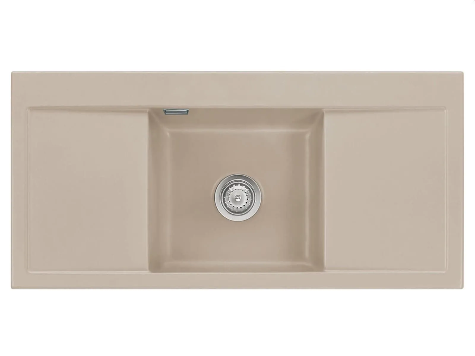 Systemceram Mera Middle Fango,zlew ceramiczny, korek manualny