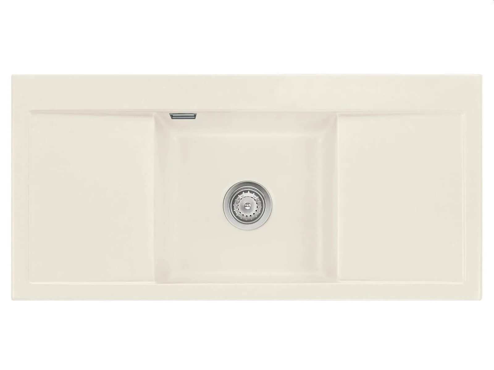 Systemceram Mera Middle Jasmin, zlew ceramiczny, korek manualny