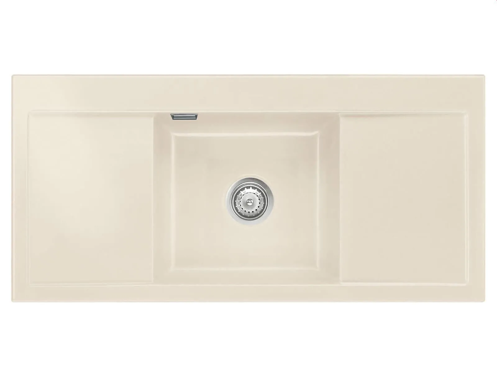 Systemceram Mera Middle Magnolia, zlew ceramiczny, korek manualny