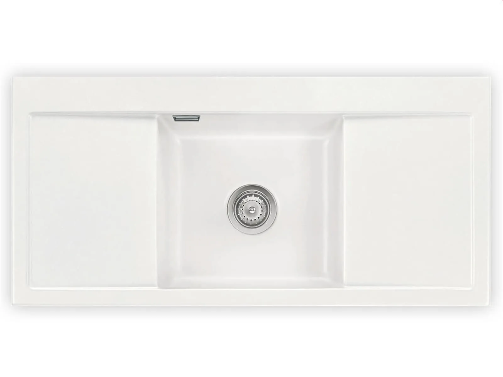 Systemceram Mera Middle Polar, zlew ceramiczny, korek manualny