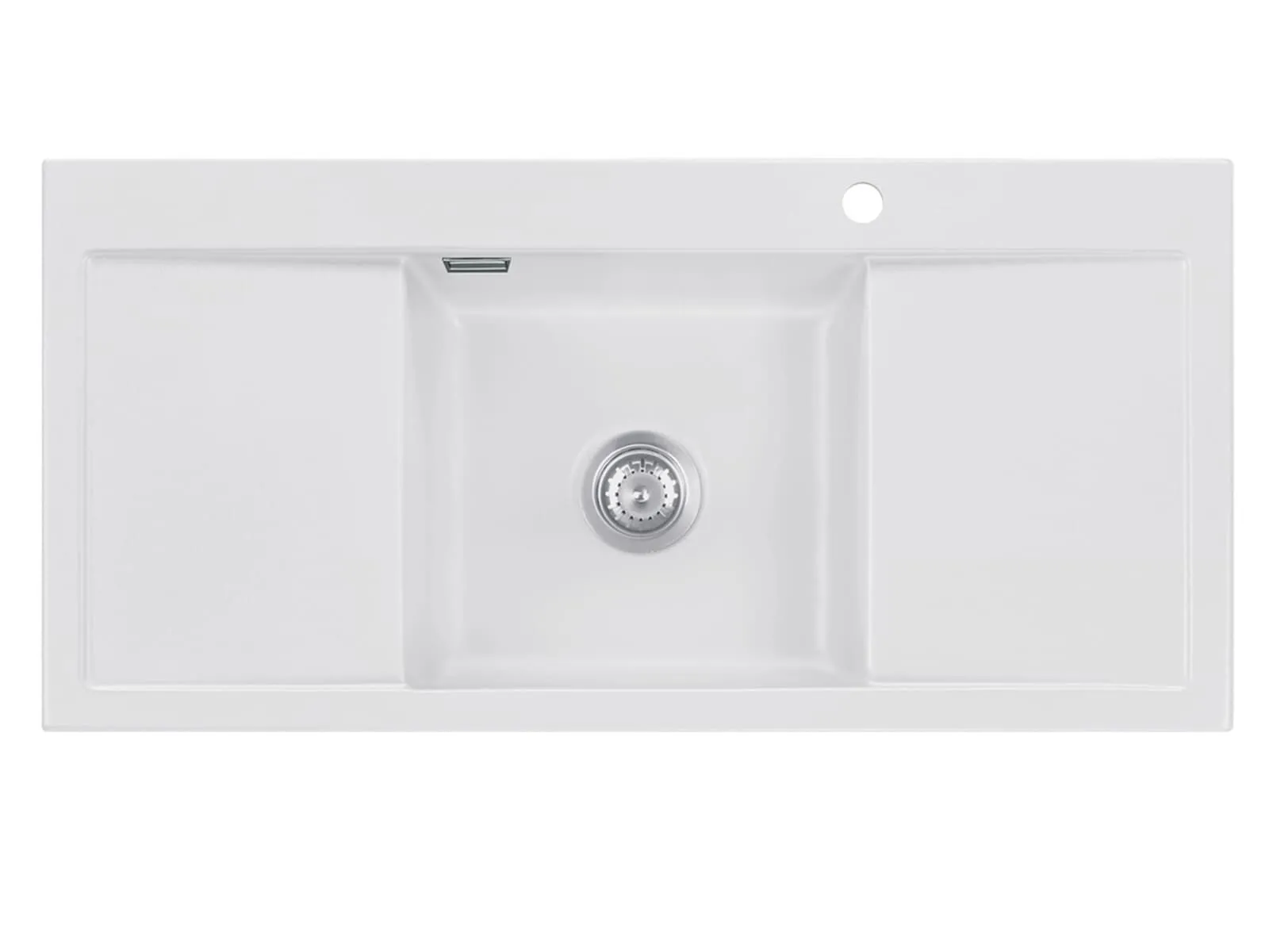 Systemceram Mera Middle Satin, zlew ceramiczny, korek manualny