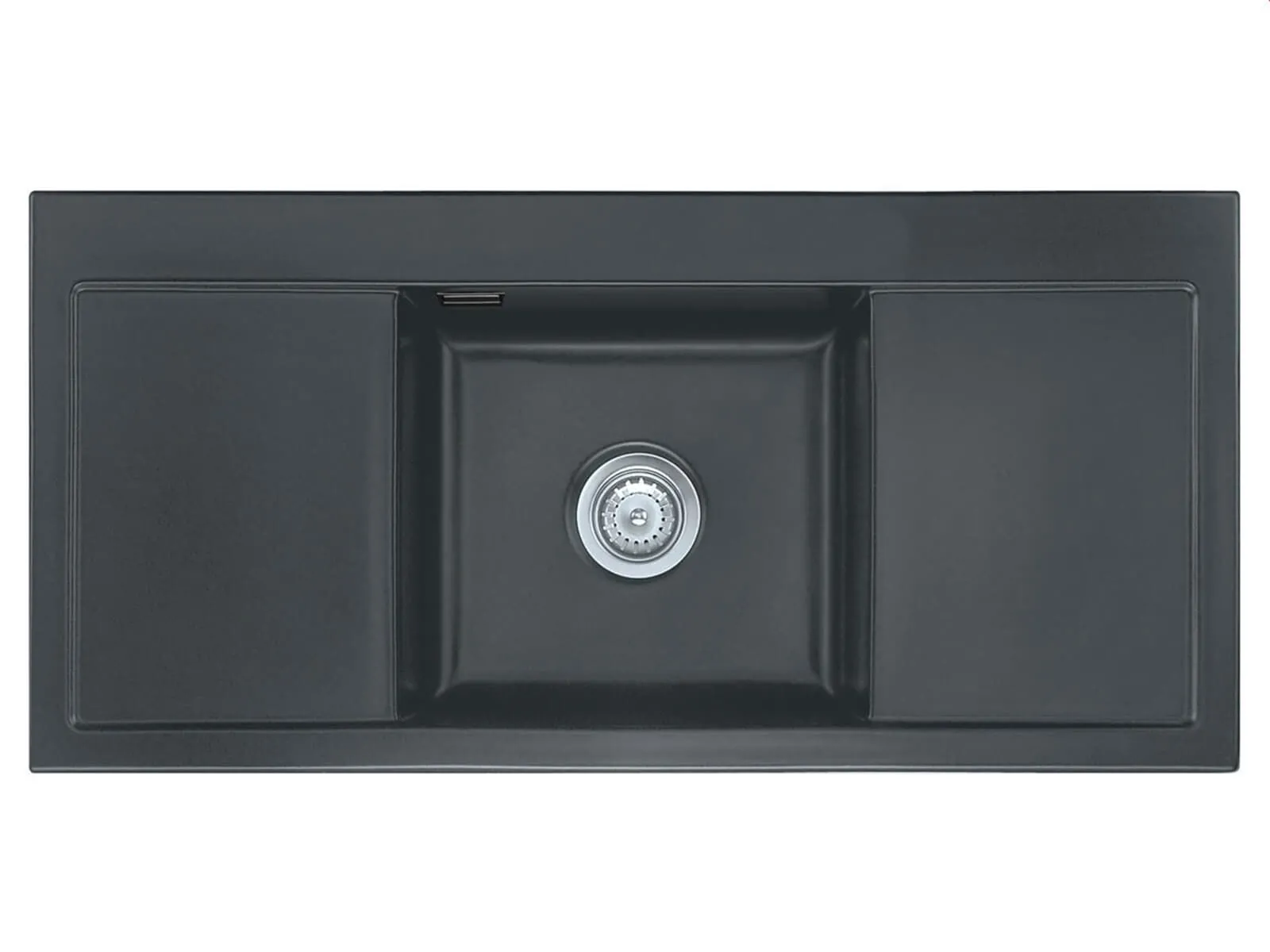 Systemceram Mera Middle Schiefer, zlew ceramiczny, korek manualny