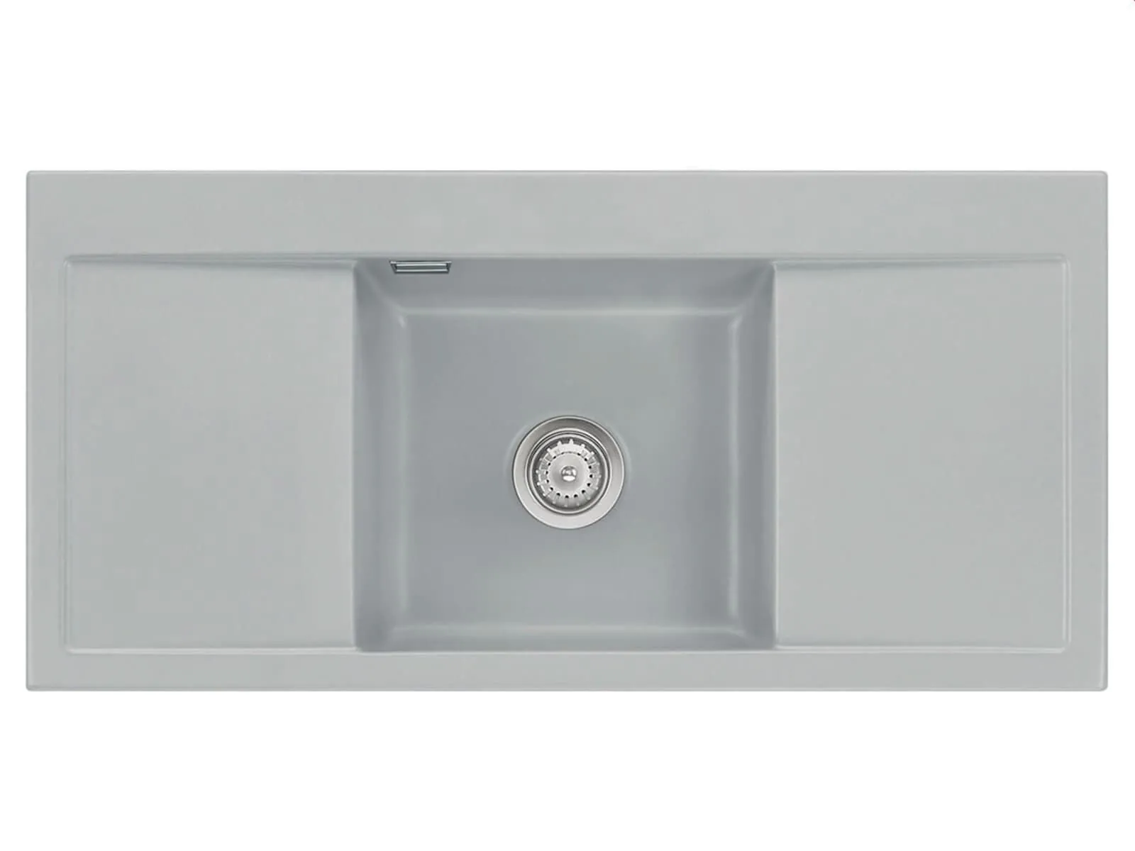 Systemceram Mera Middle Titan, zlew ceramiczny, korek manualny