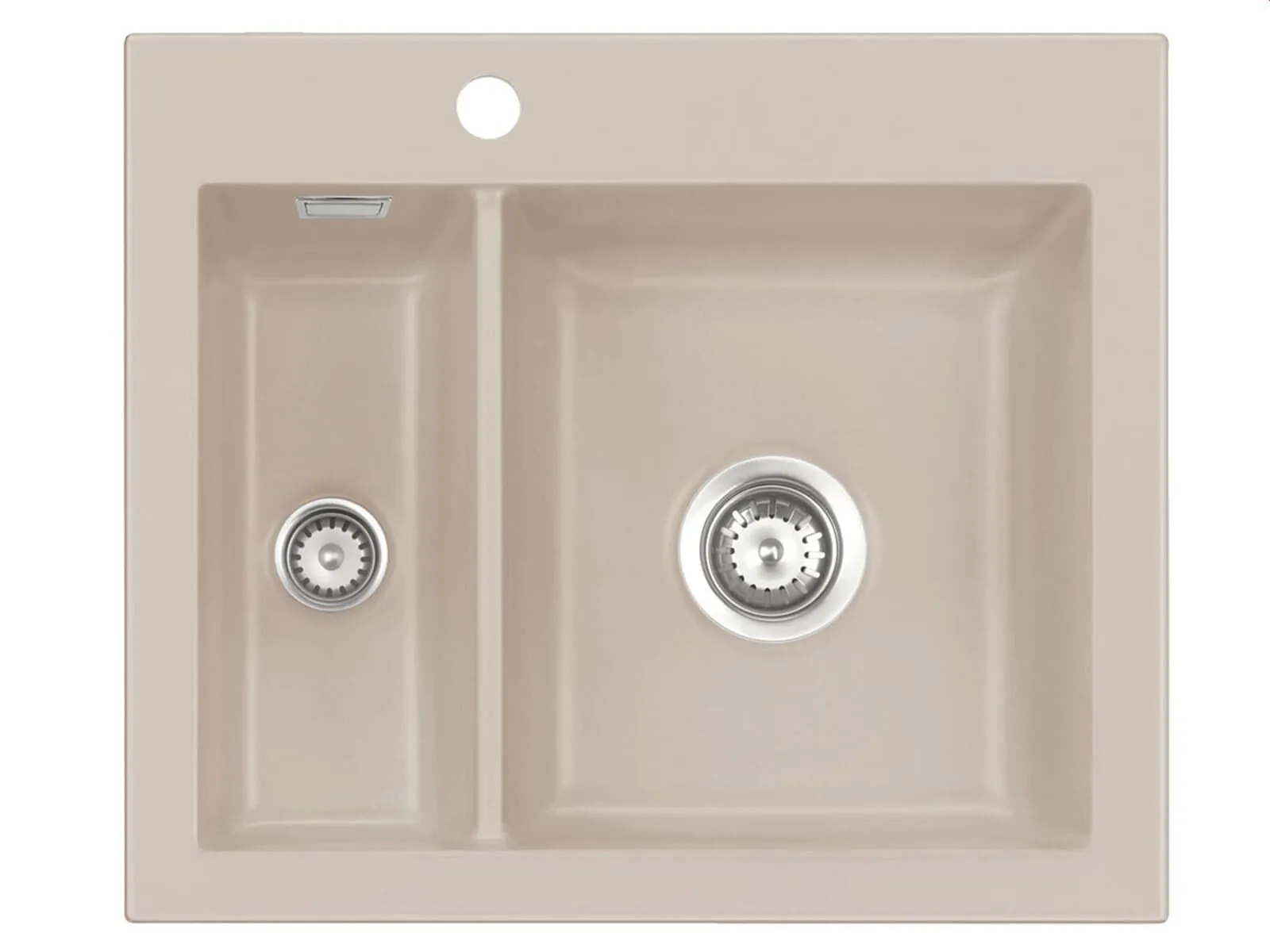 Systemceram Mera 60 Fango, Zlew ceramiczny, korek manualny