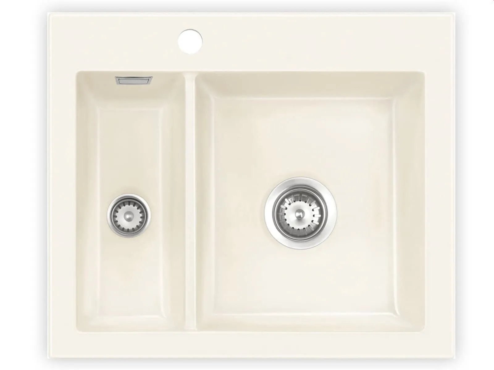 Systemceram Mera 60 Magnolia, Zlew ceramiczny, korek manualny