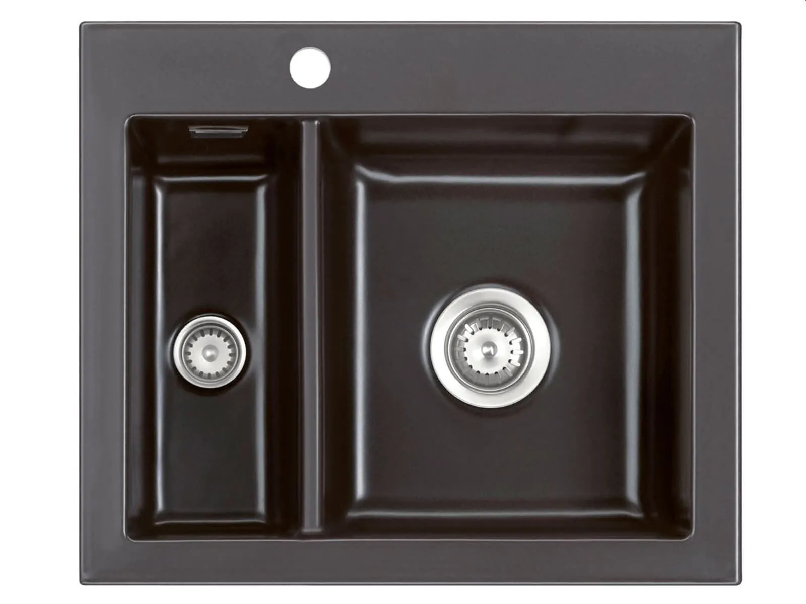 Systemceram Mera 60 Nero, Zlew ceramiczny, korek manualny