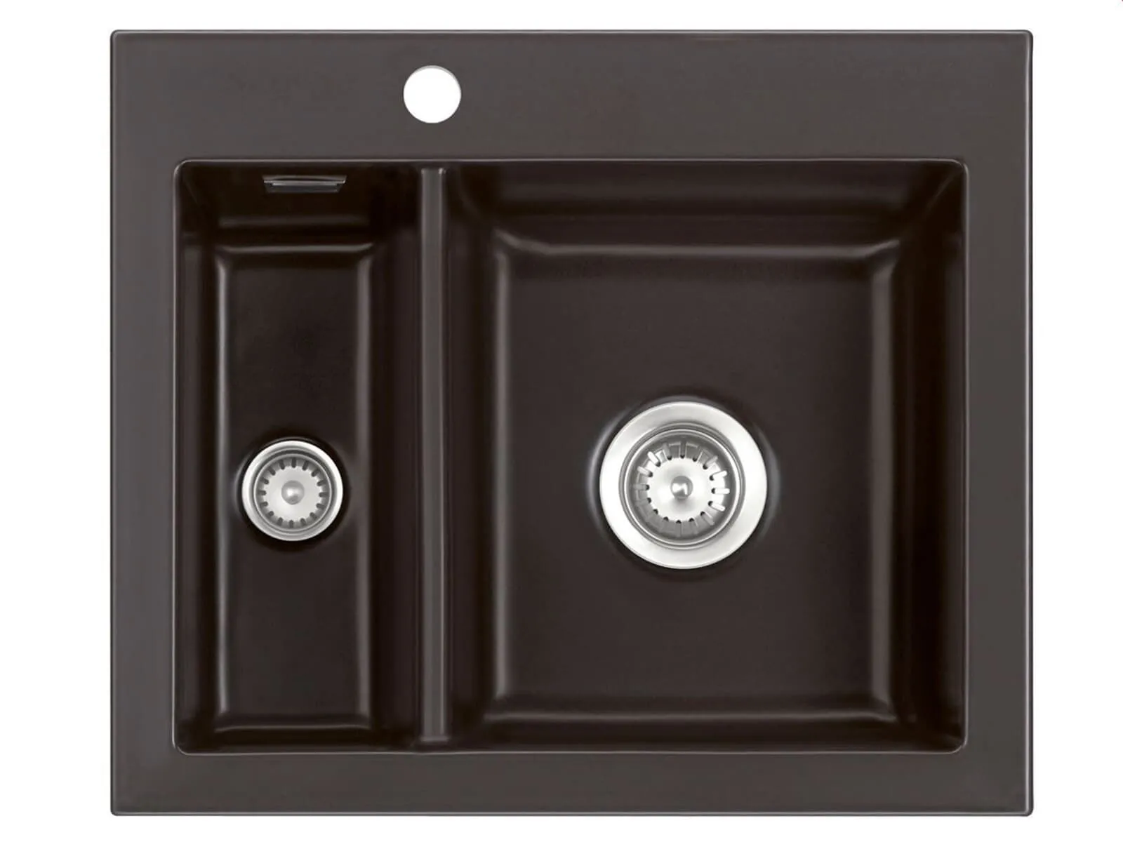 Systemceram Mera 60 Nigra, Zlew ceramiczny, korek manualny