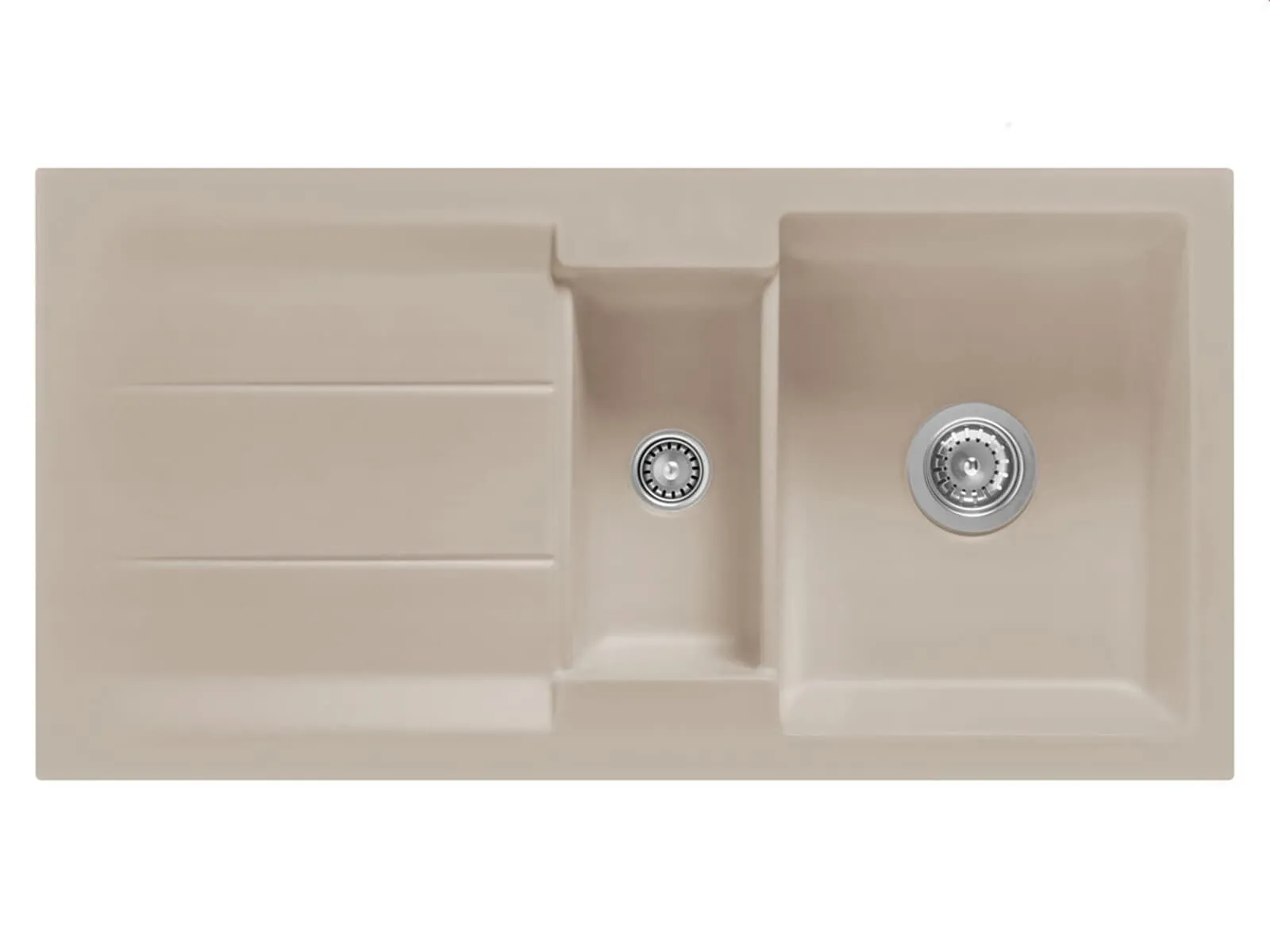 Systemceram Genea 100 Fango, Zlewozmywak ceramiczny, korek manualny