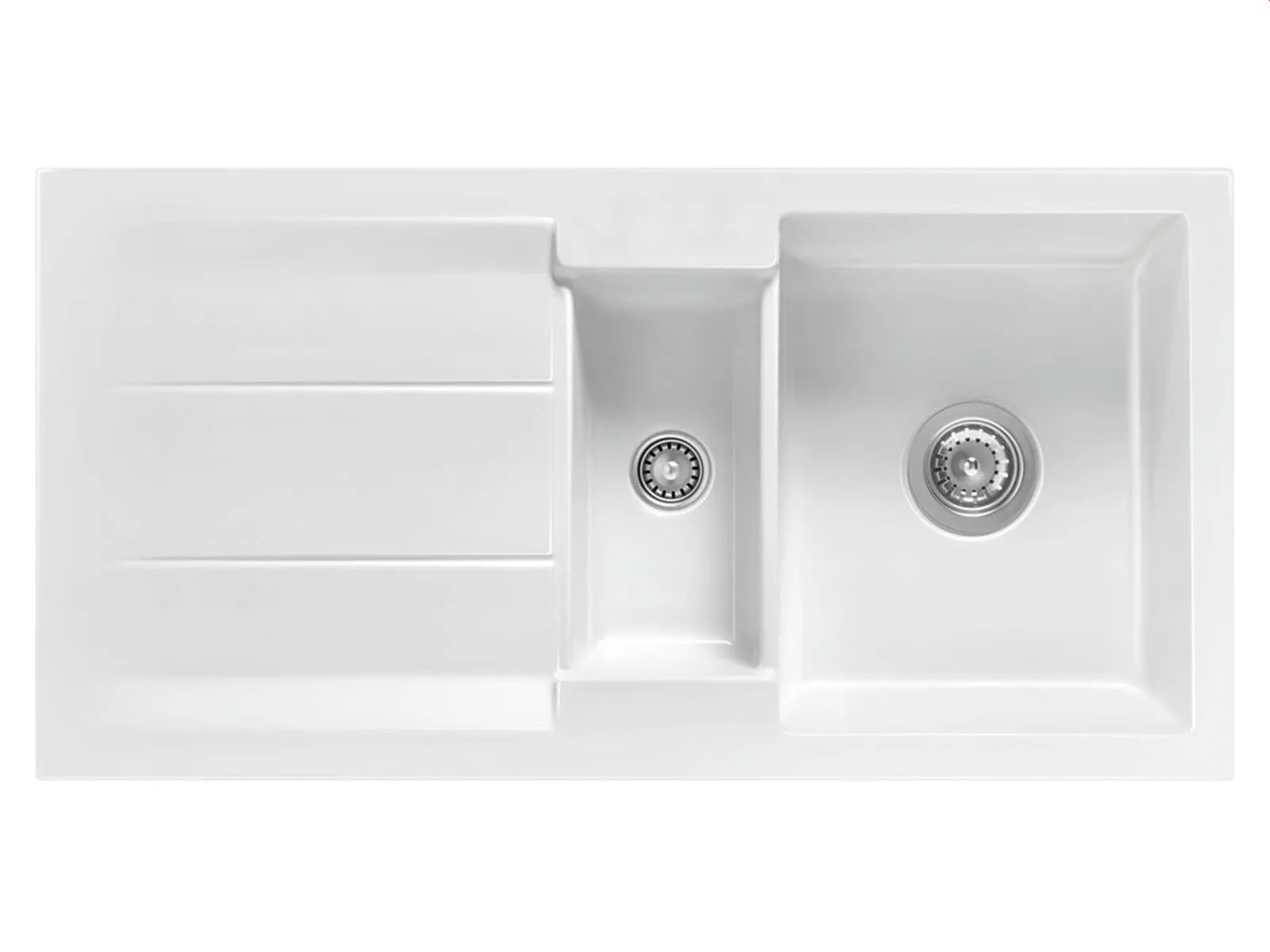 Systemceram Genea 100 Gronland, Zlewozmywak ceramiczny, korek manualny