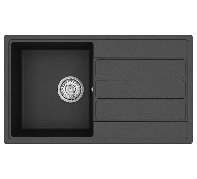 Zlewozmywak granitowy Helika ECO-3-B-SD Czarny Metalik