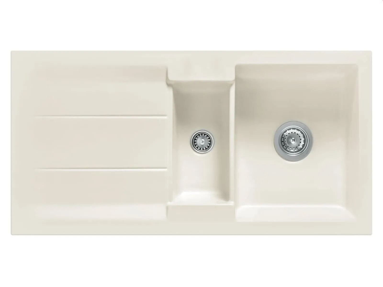 Systemceram Genea 100 Jasmin, Zlewozmywak ceramiczny, korek manualny