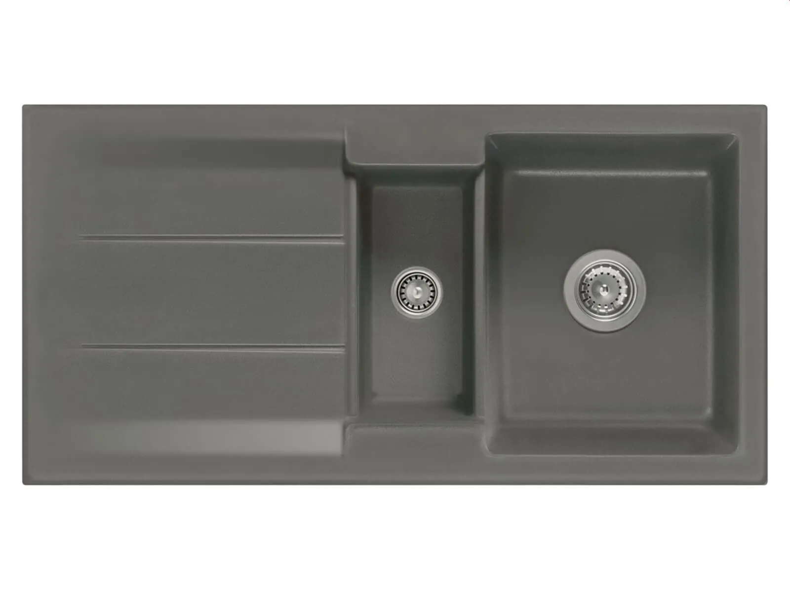 Systemceram Genea 100 Lava, Zlewozmywak ceramiczny, korek manualny