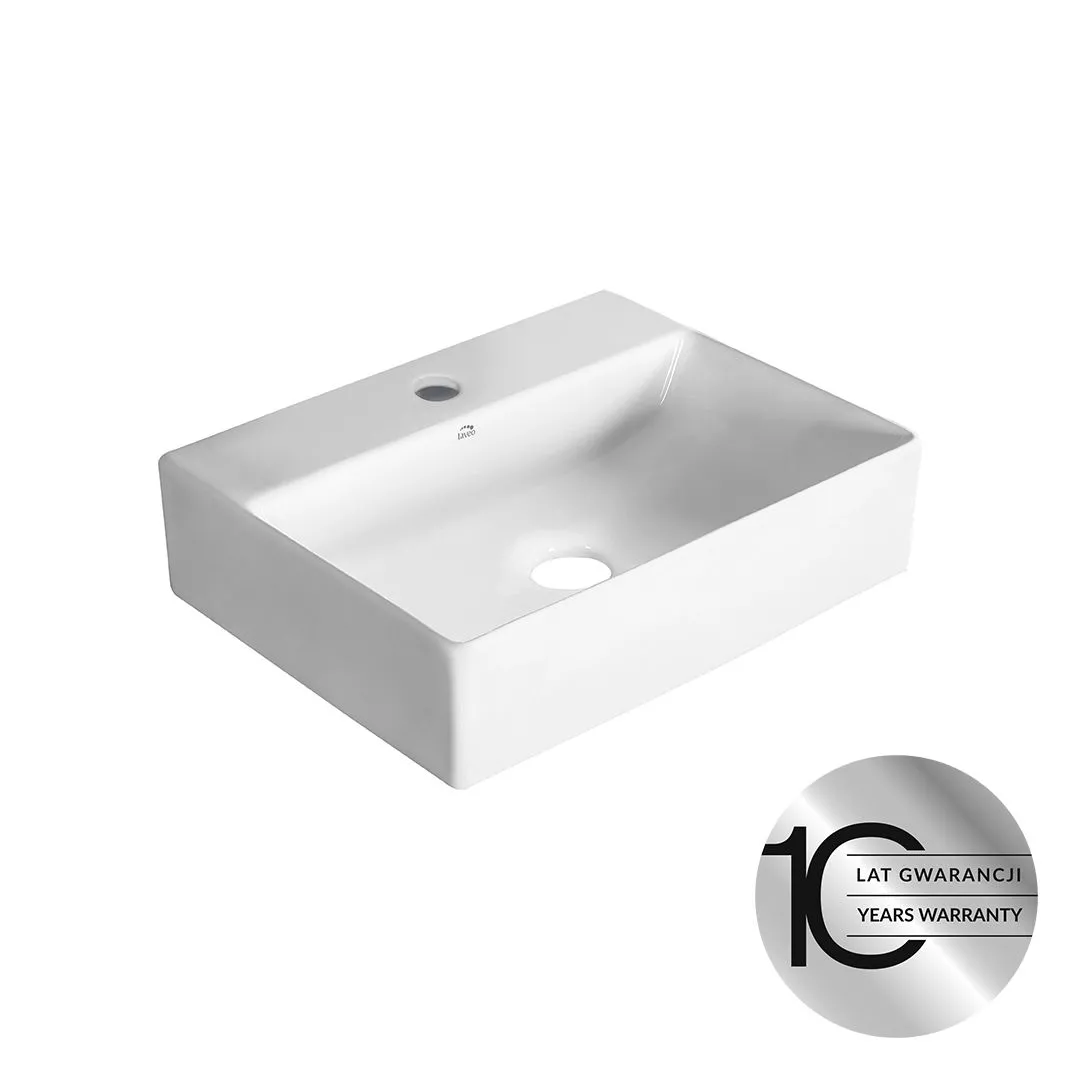 LAVEO Kvadrato VUK 6146 umywalka nablatowa/ścienna ceramiczna z miejscem na baterię