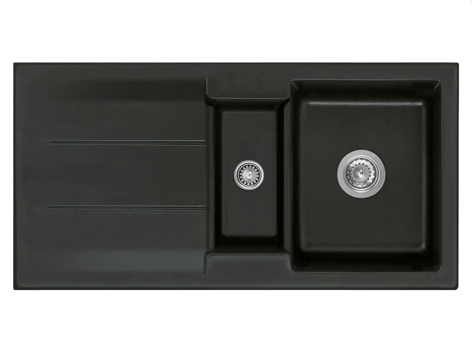 Systemceram Genea 100 Nigra, Zlewozmywak ceramiczny, korek manualny