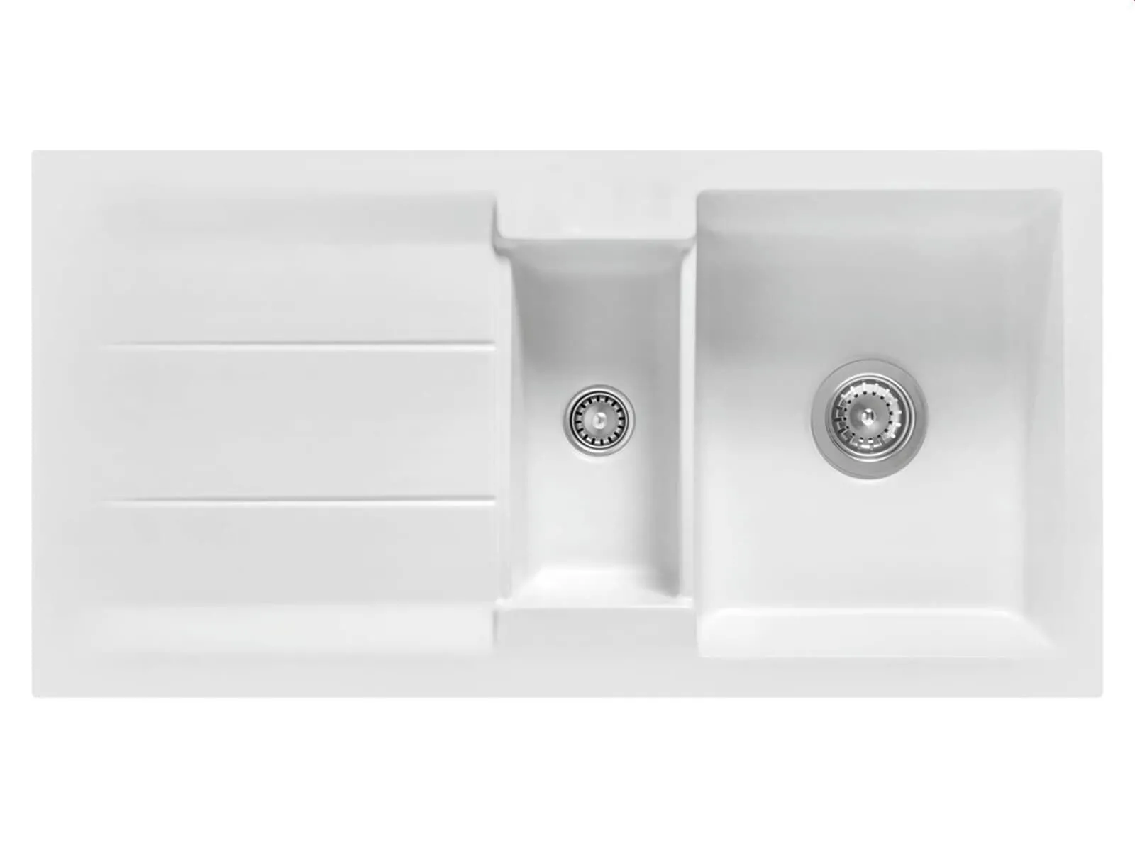 Systemceram Genea 100 Polar, Zlewozmywak ceramiczny, korek manualny