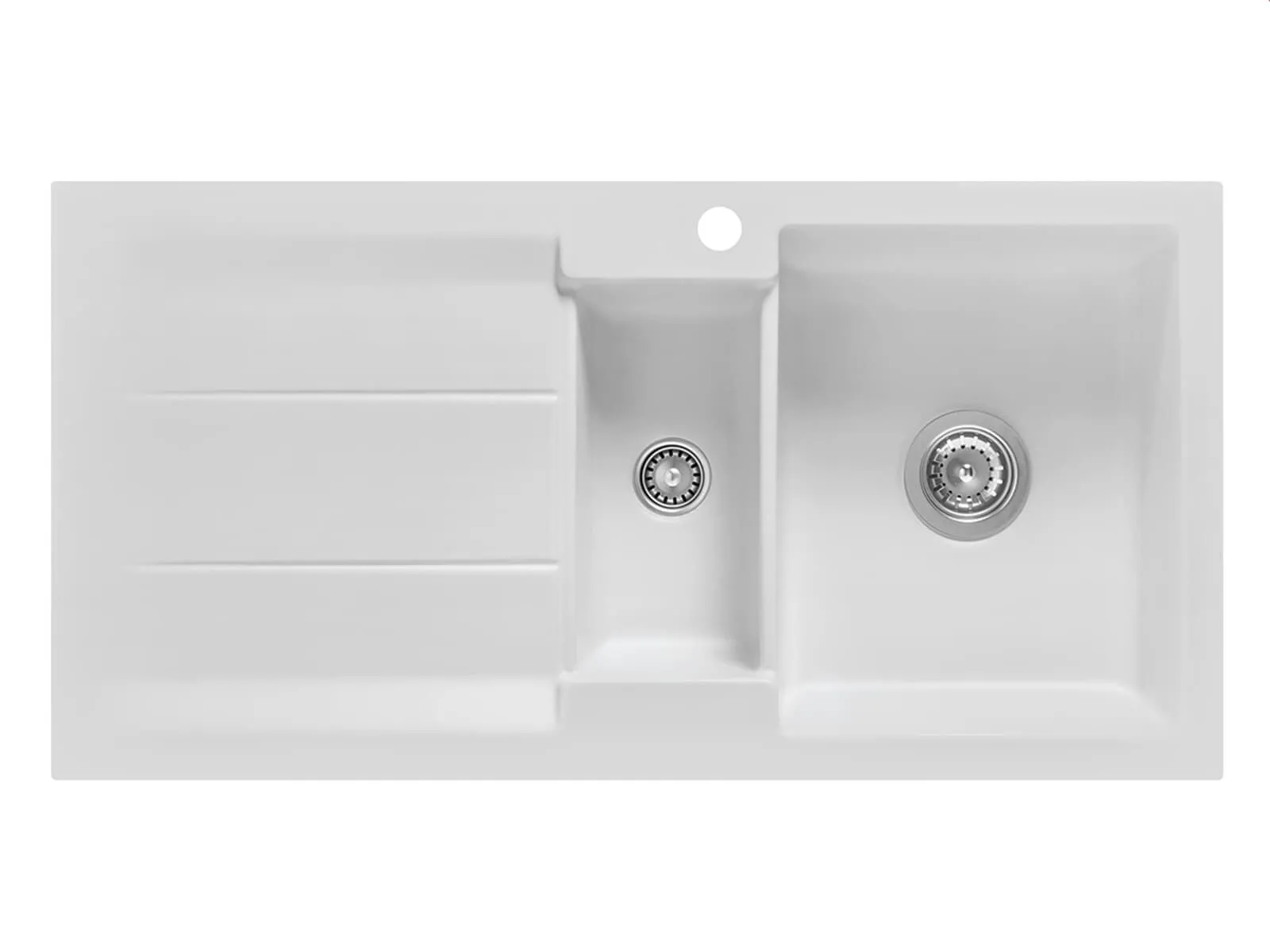 Systemceram Genea 100 Satin, Zlewozmywak ceramiczny, korek manualny