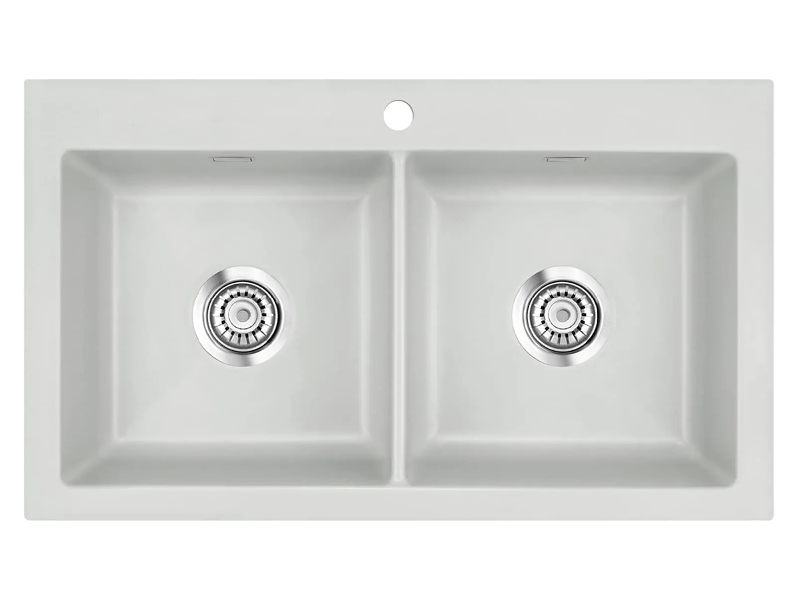 Systemceram Mera Twin Alu, Zlewozmywak ceramiczny, korek manualny,