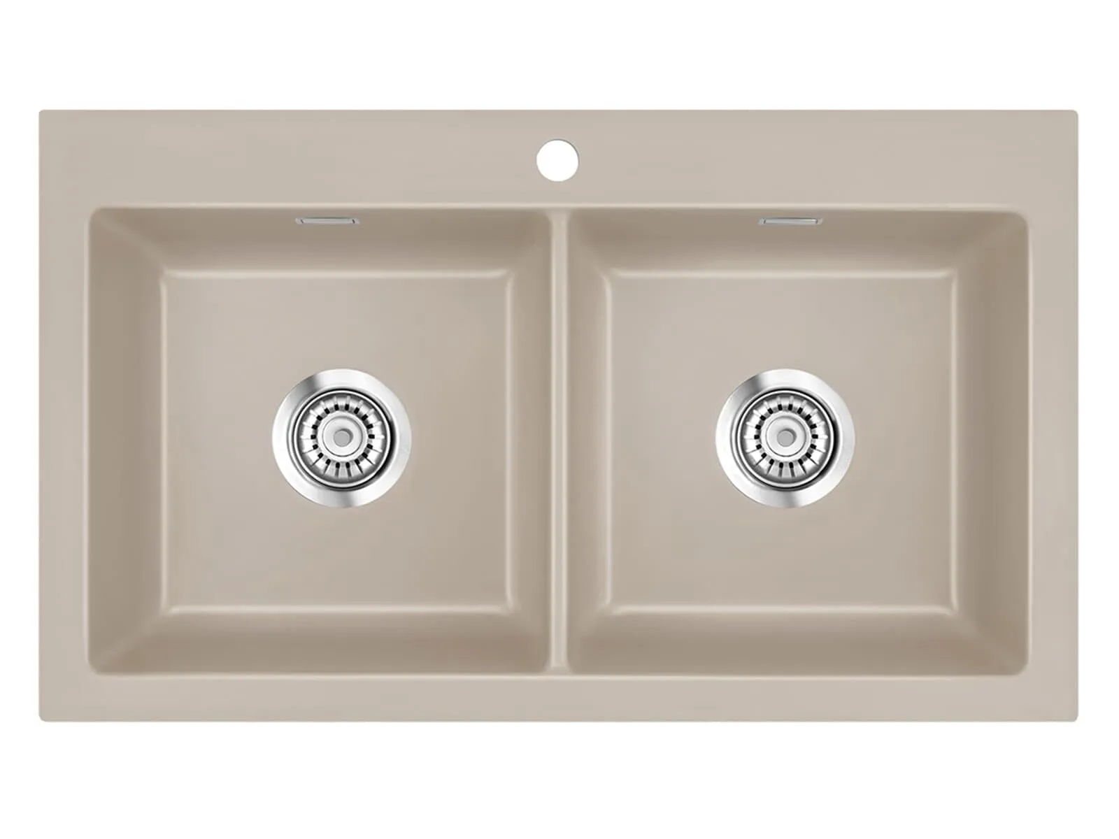 Systemceram Mera Twin Fango, Zlewozmywak ceramiczny, korek manualny,