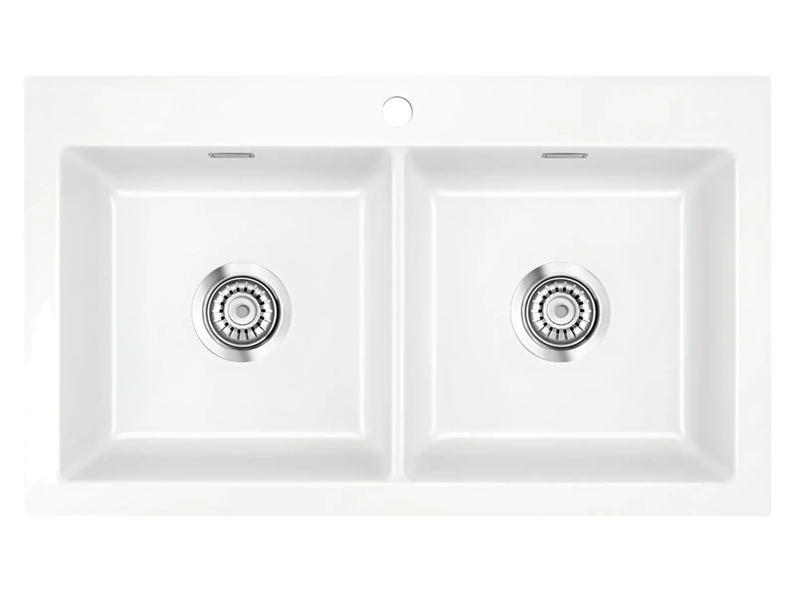 Systemceram Mera Twin Gronland, Zlewozmywak ceramiczny, korek manualny,