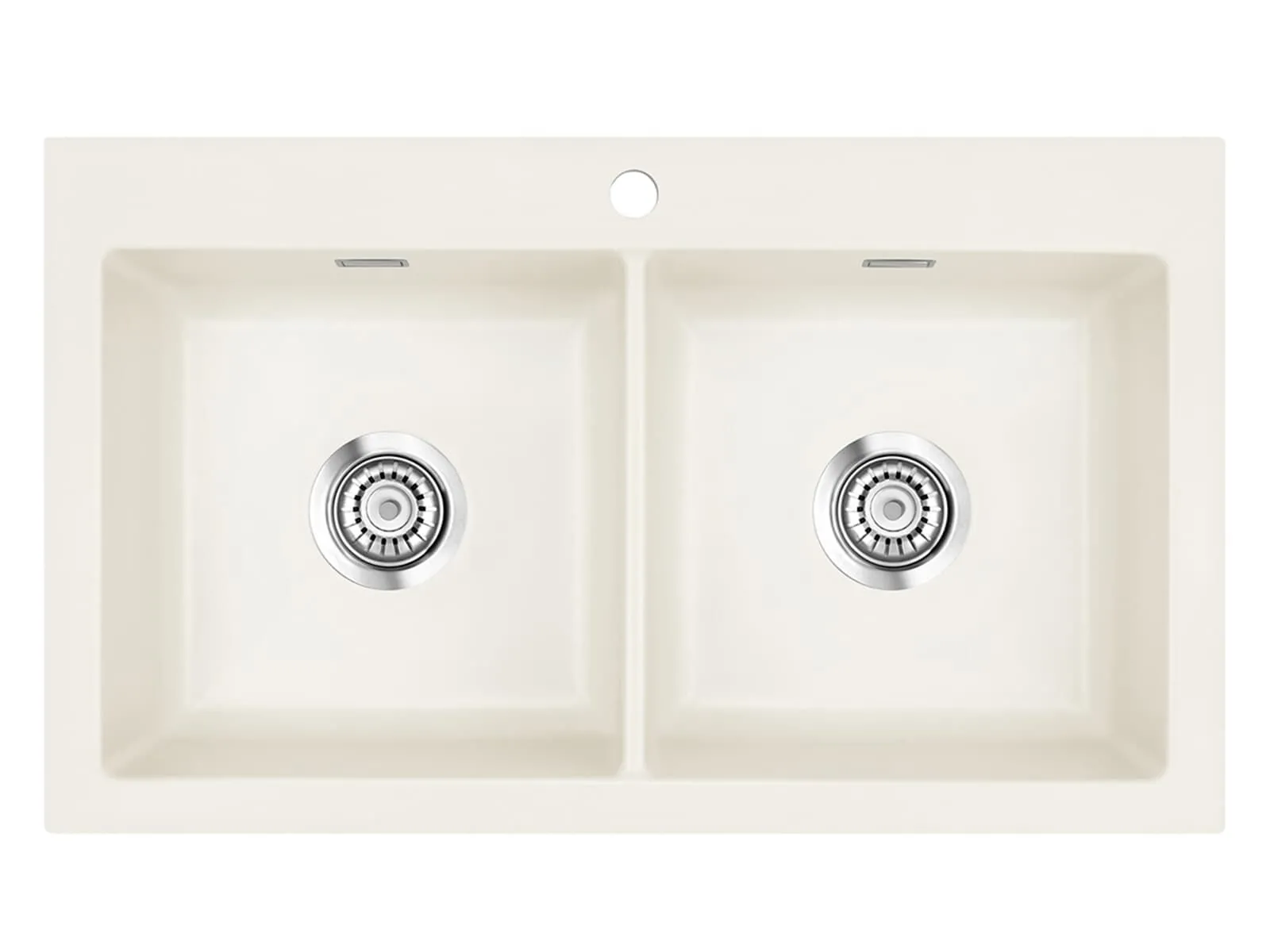 Systemceram Mera Twin Jasmin, Zlewozmywak ceramiczny, korek manualny,