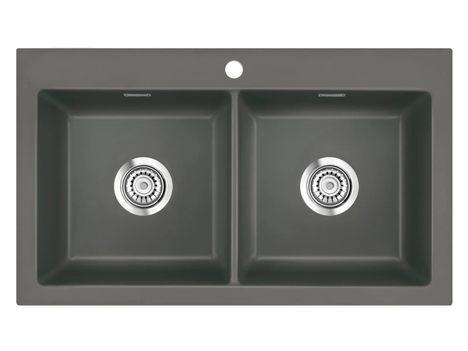 Systemceram Mera Twin Lava, Zlewozmywak ceramiczny, korek manualny,