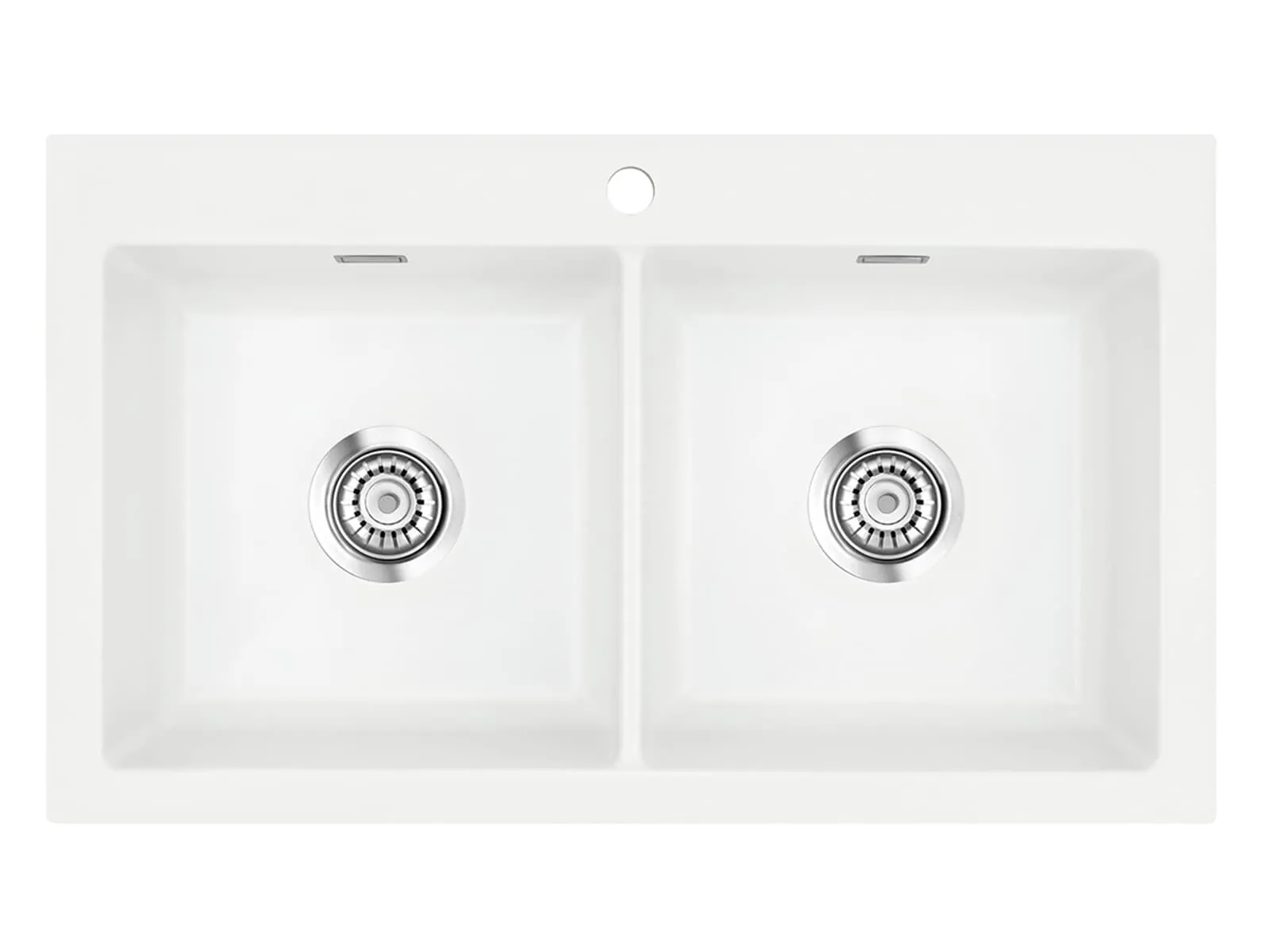 Systemceram Mera Twin Polar, Zlewozmywak ceramiczny, korek manualny,