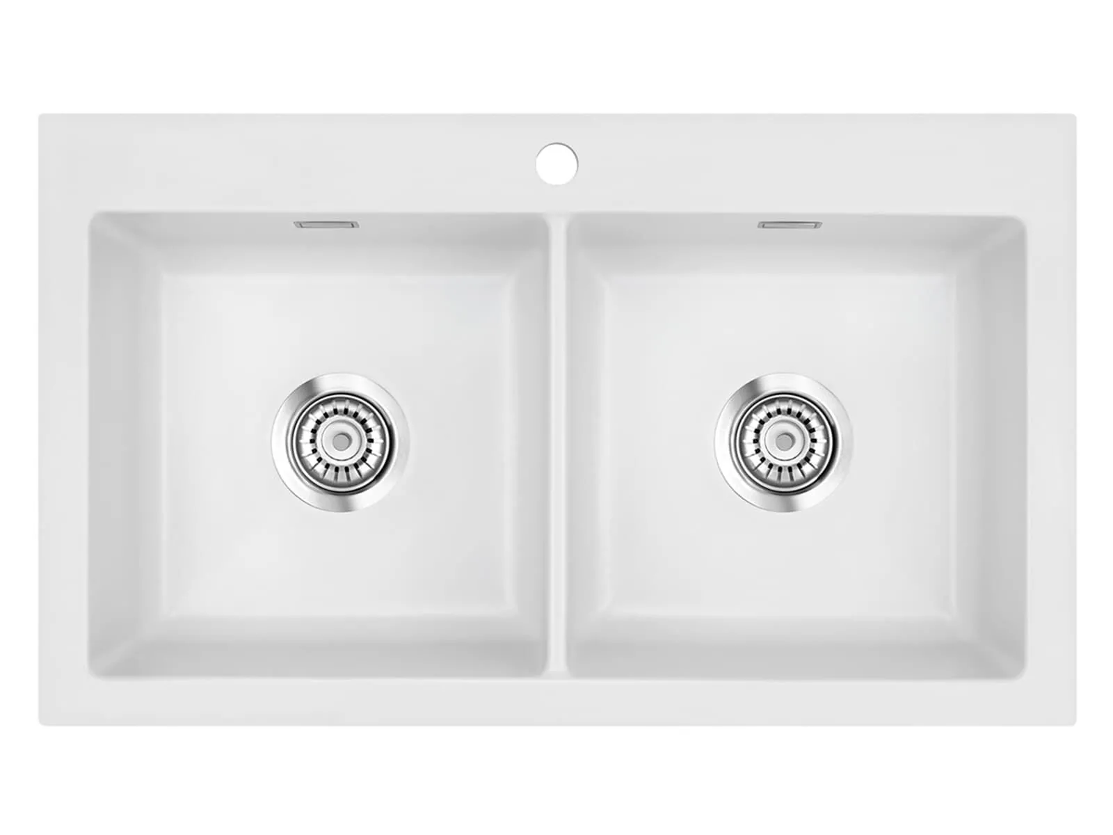 Systemceram Mera Twin Satin, Zlewozmywak ceramiczny, korek manualny,