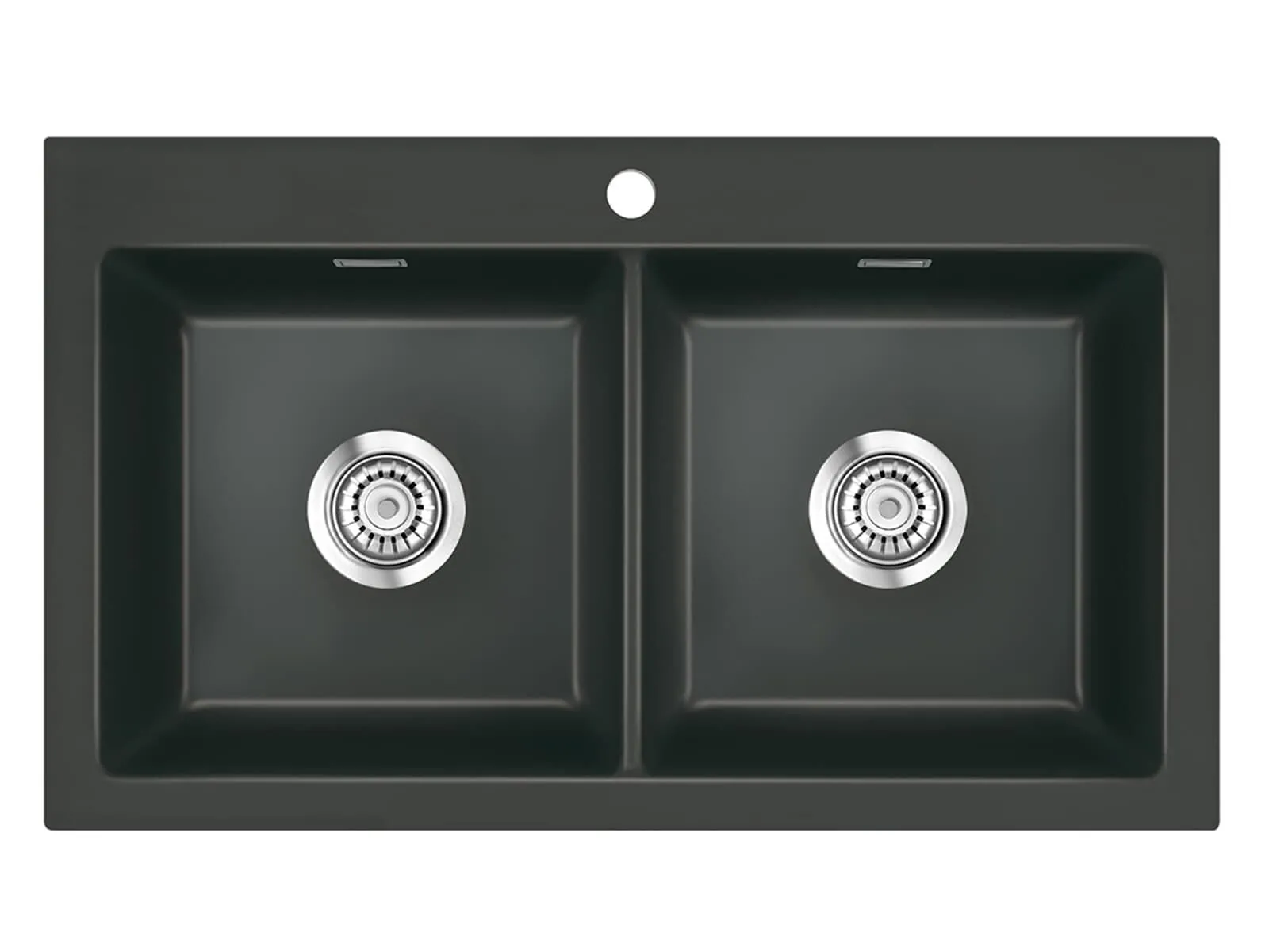 Systemceram Mera Twin Schiefer, Zlewozmywak ceramiczny, korek manualny,