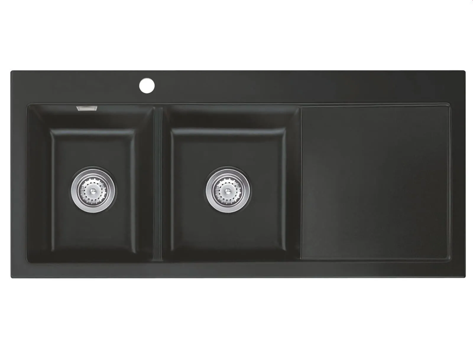 Systemceram Mera Double Schiefer, Zlewozmywak ceramiczny, korek manualny,