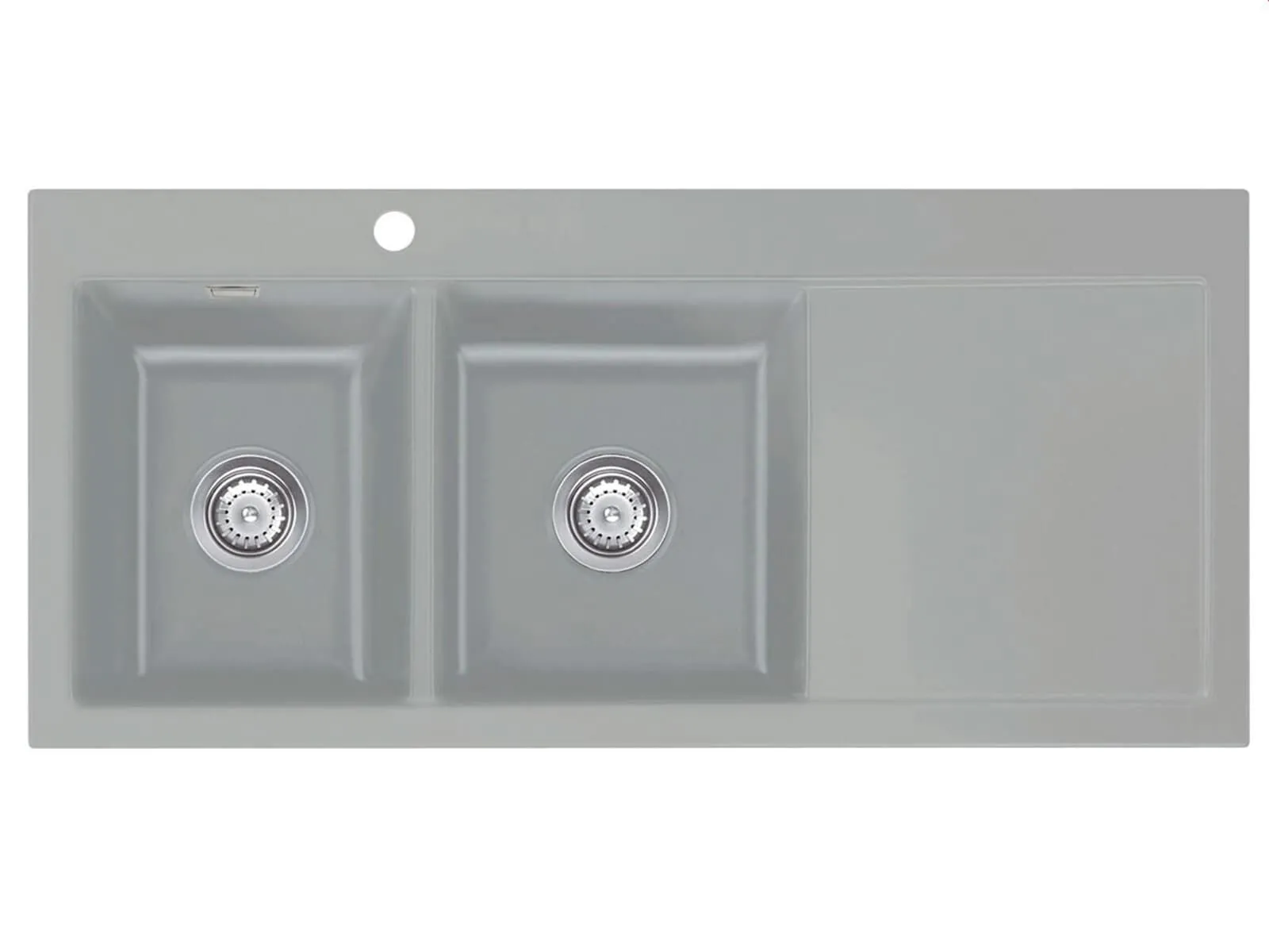 Systemceram Mera Double Titan, Zlewozmywak ceramiczny, korek manualny,