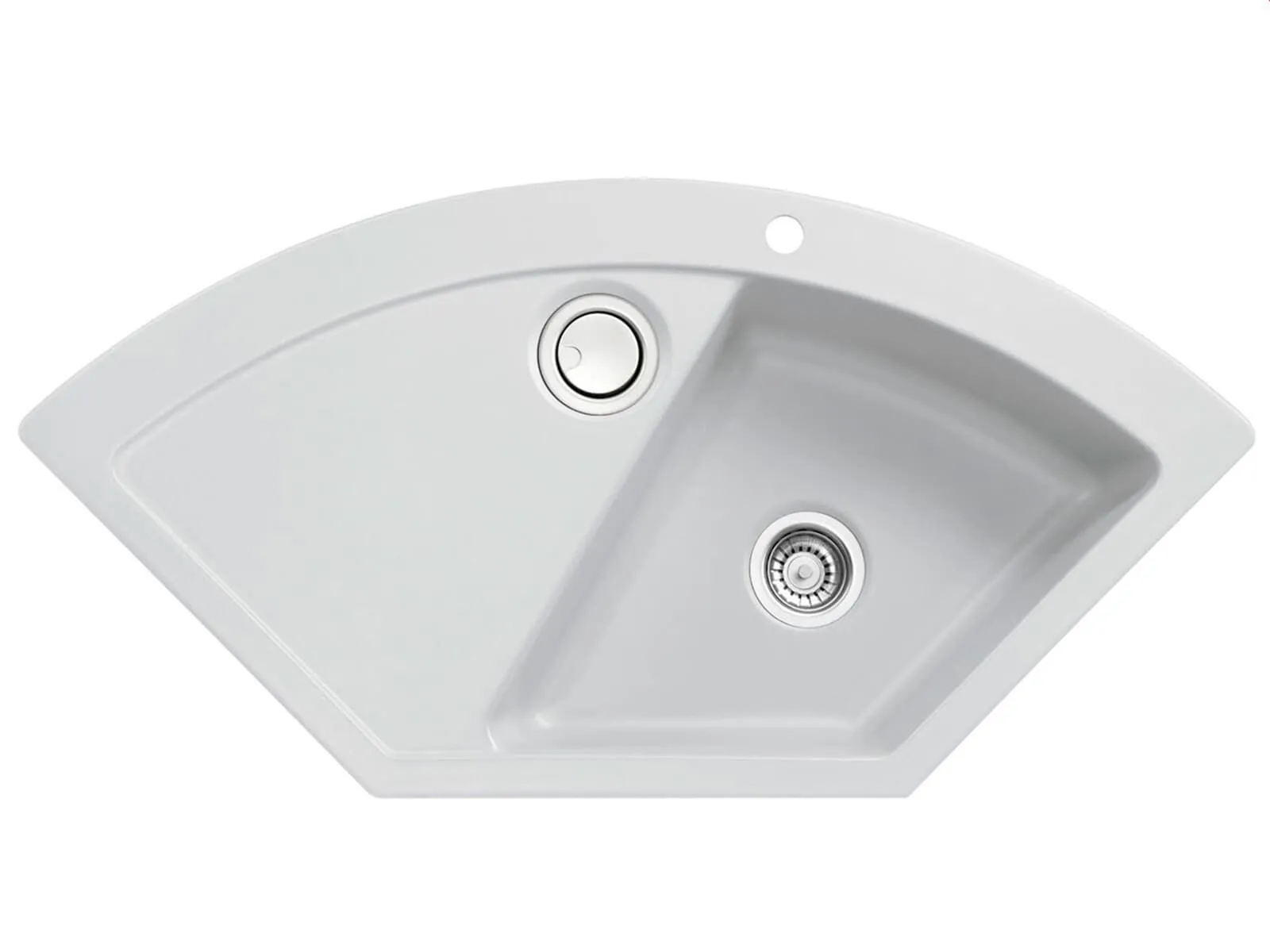 Systemceram Mera ECK Titan, Zlewozmywak ceramiczny narożny, korek manualny,