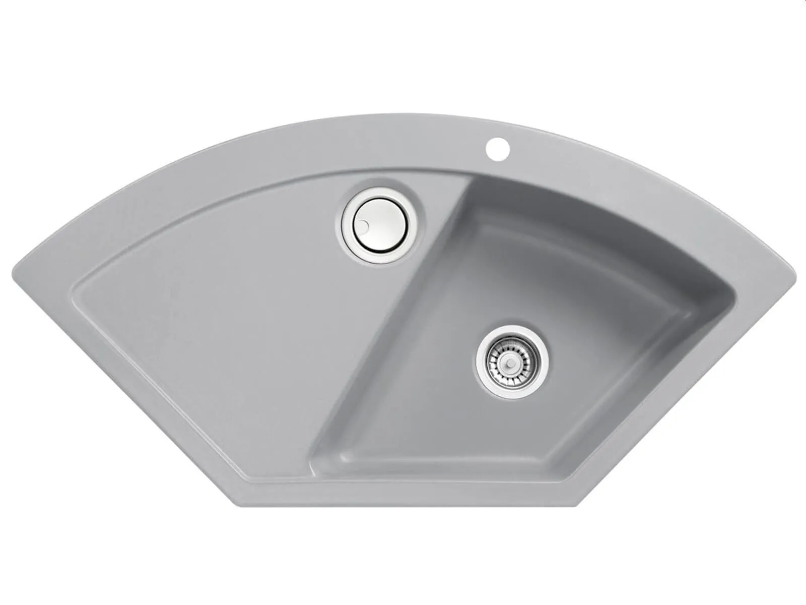 Systemceram Mera ECK Titan, Zlewozmywak ceramiczny narożny, korek manualny,