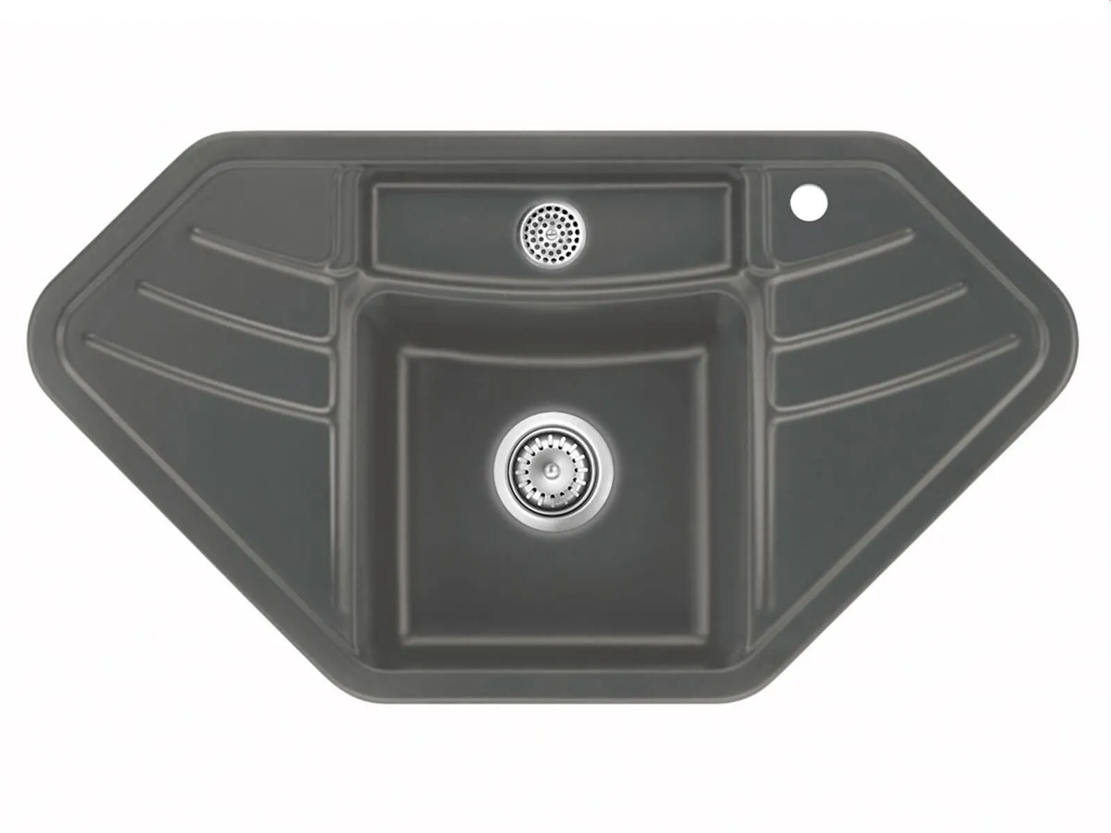 Systemceram Vega ECK Lava, Zlewozmywak ceramiczny narożny, korek manualny,