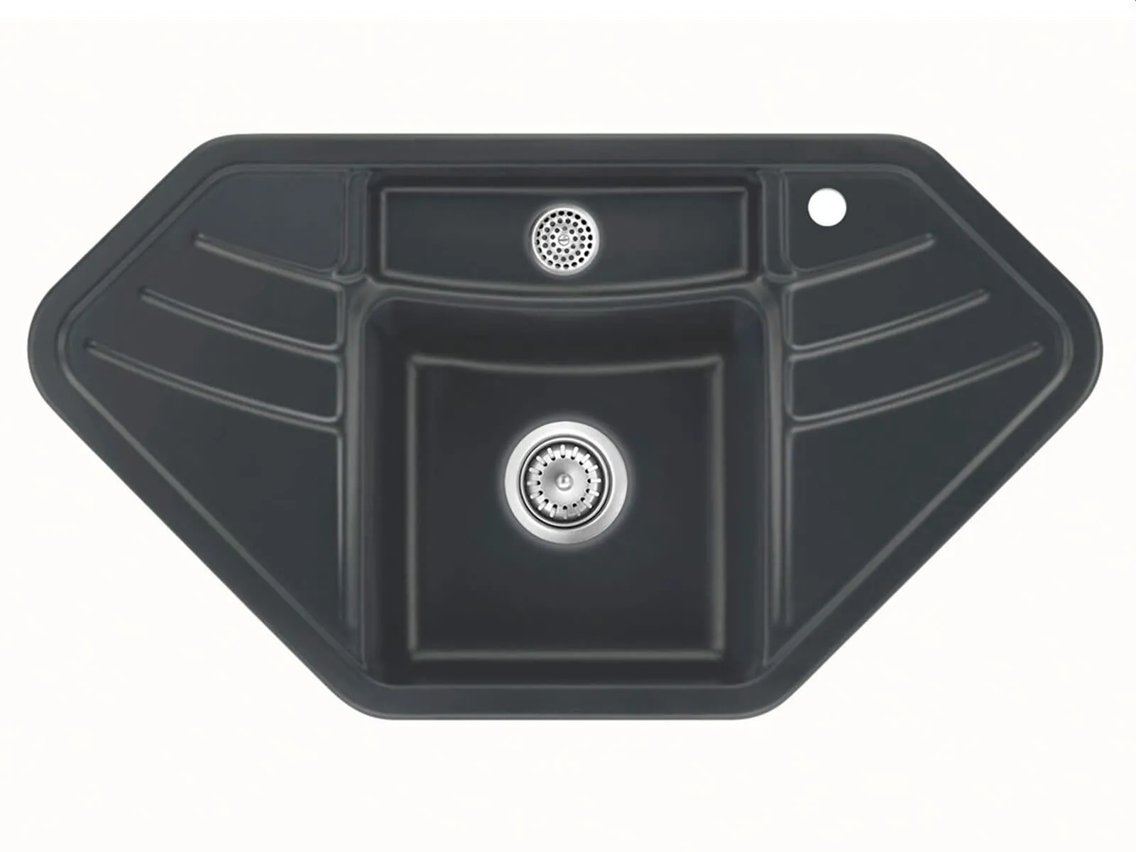 Systemceram Vega ECK Schiefer, Zlewozmywak ceramiczny narożny, korek manualny,