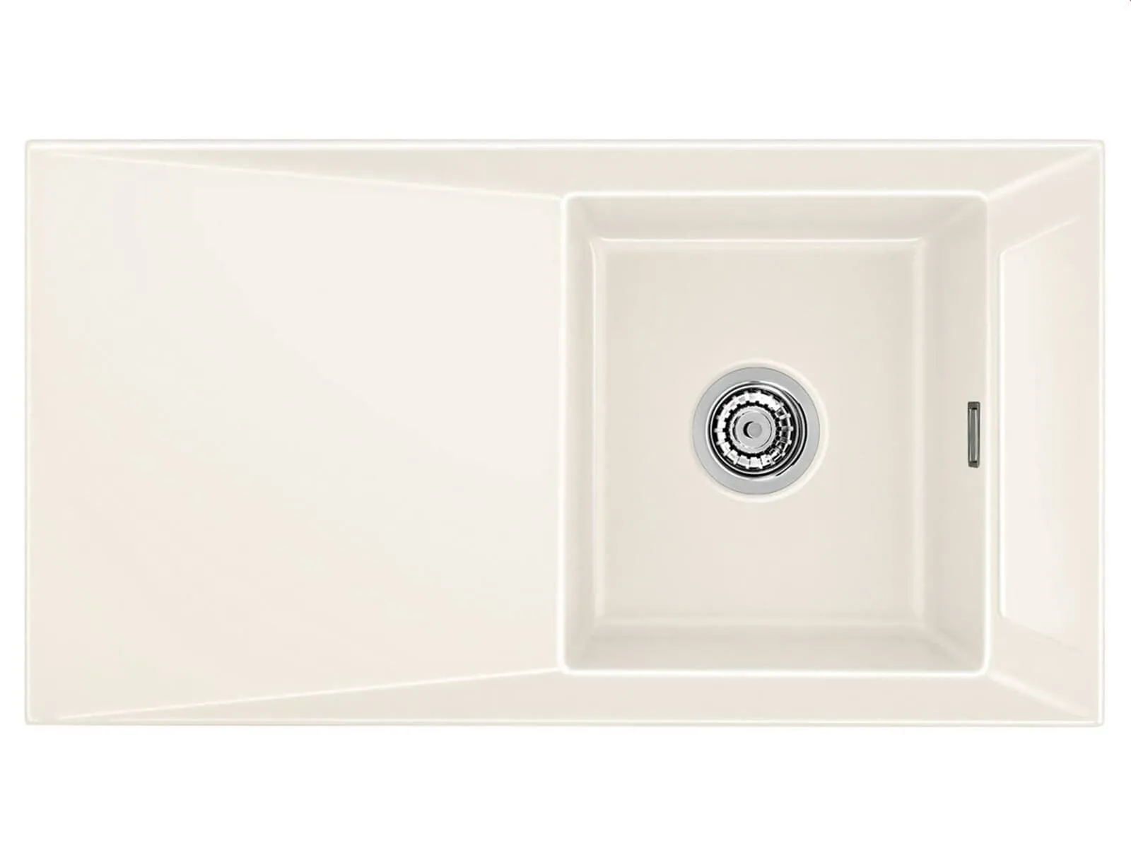 Systemceram SIRO 90 Magnolia, zlewozmywak ceramiczny, korek manualny