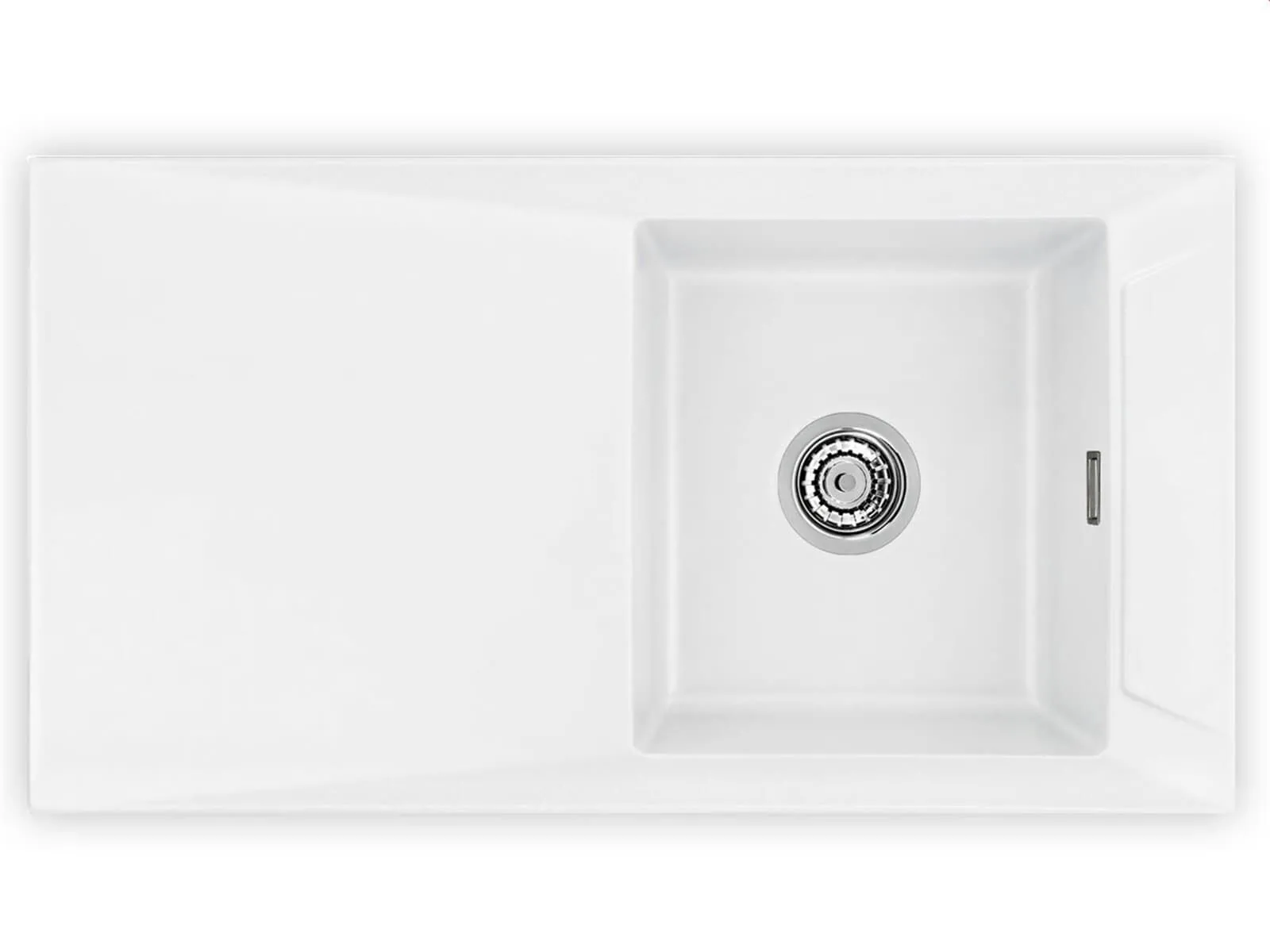 Systemceram SIRO 90 Polar, zlewozmywak ceramiczny, korek manualny