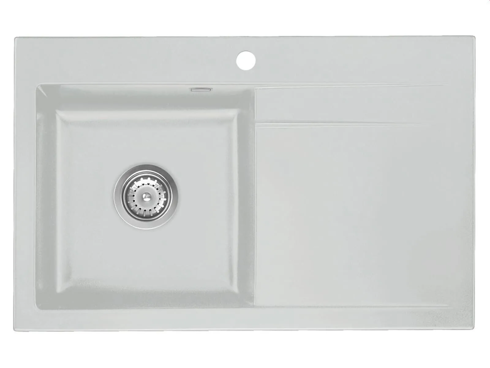 Systemceram Stema 80 Alu, zlewozmywak ceramiczny, korek manualny