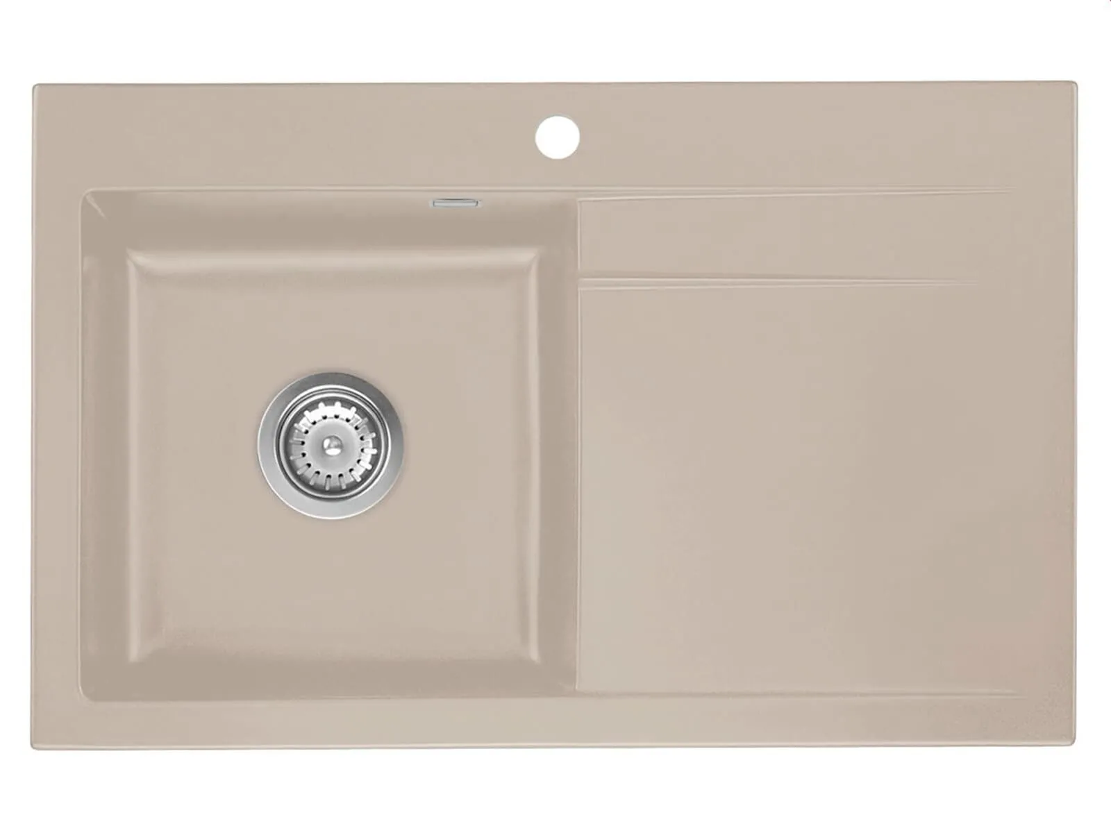 Systemceram Stema 80 Fango, zlewozmywak ceramiczny, korek manualny