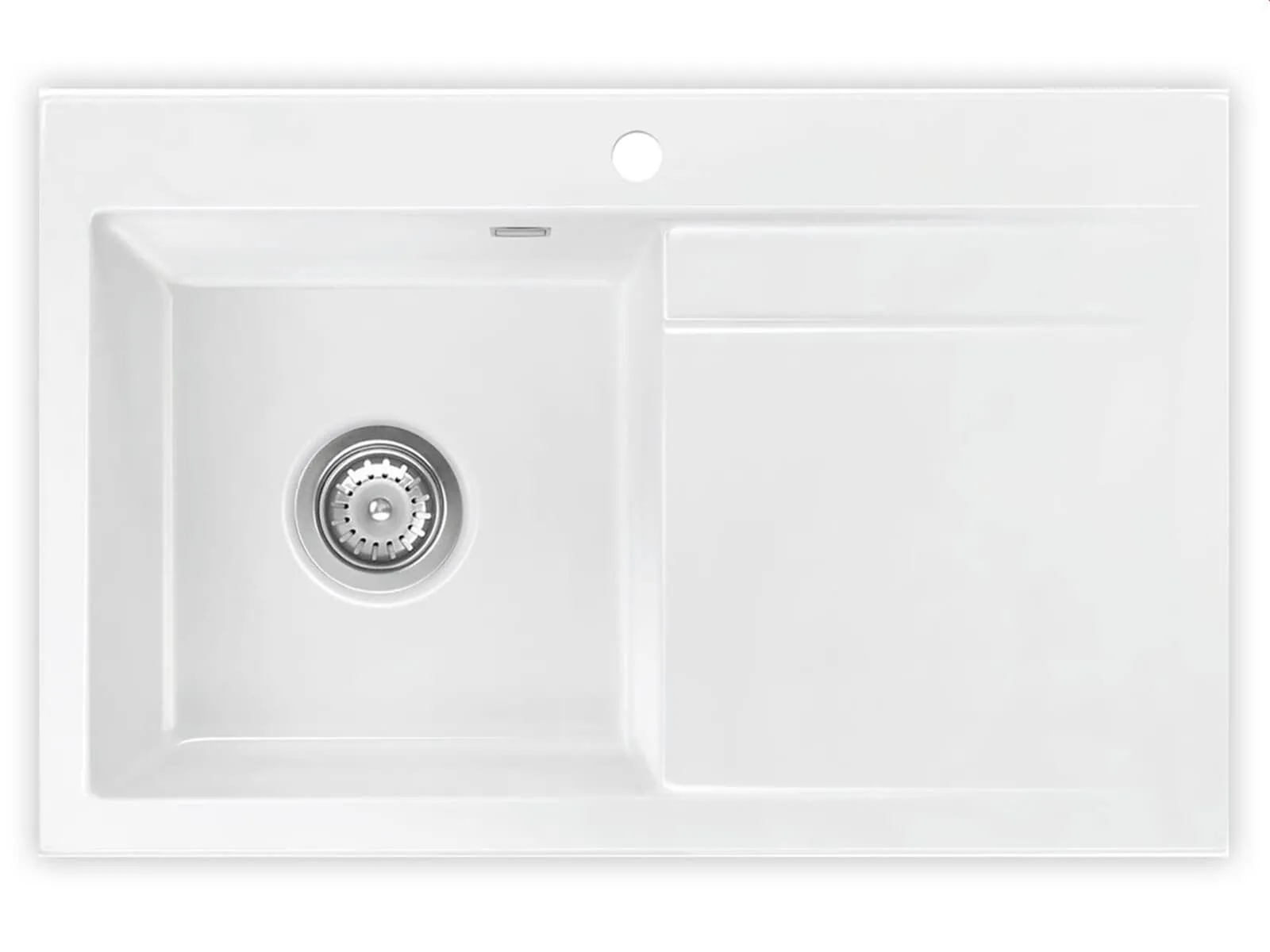 Systemceram Stema 80 Gronland, zlewozmywak ceramiczny, korek manualny