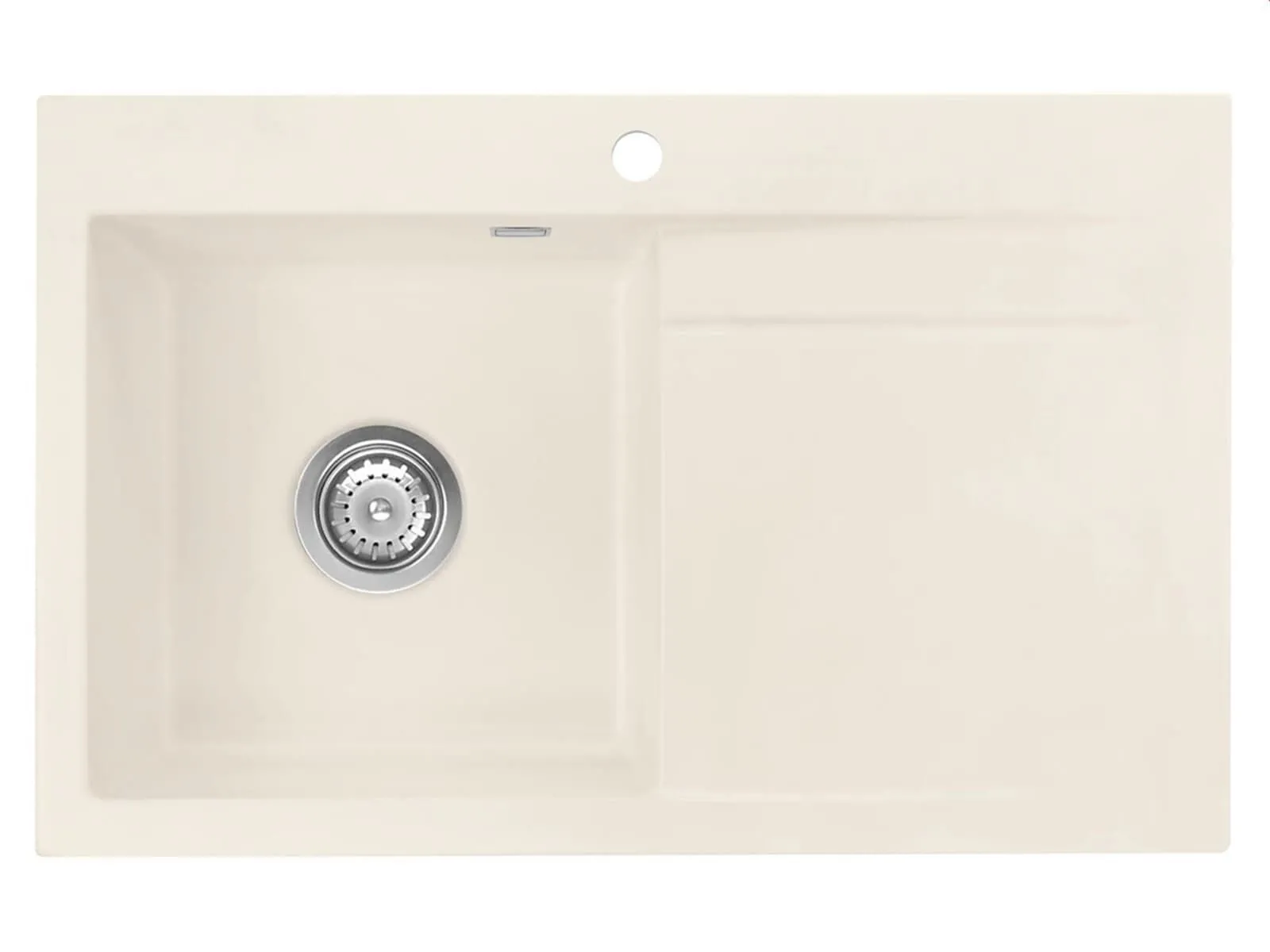 Systemceram Stema 80 Jasmin, zlewozmywak ceramiczny, korek manualny