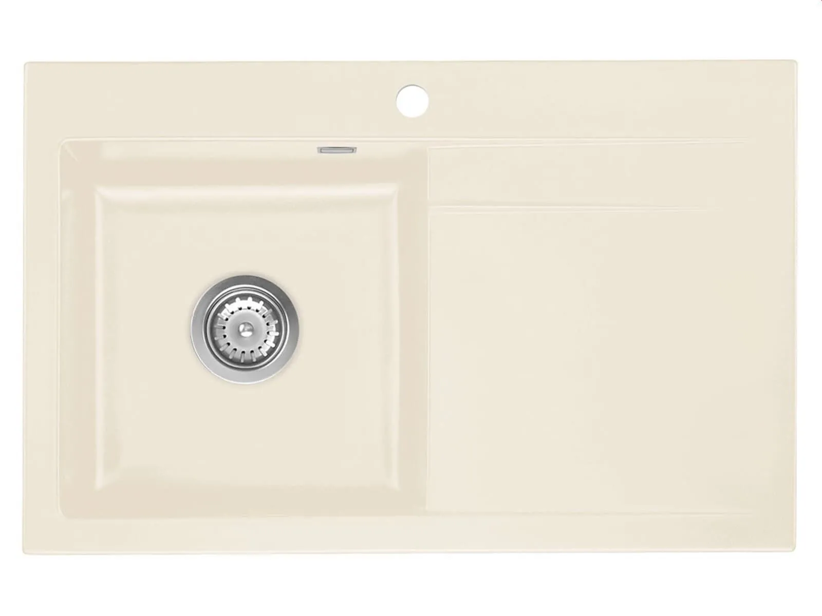 Systemceram Stema 80 Magnolia, zlewozmywak ceramiczny, korek manualny