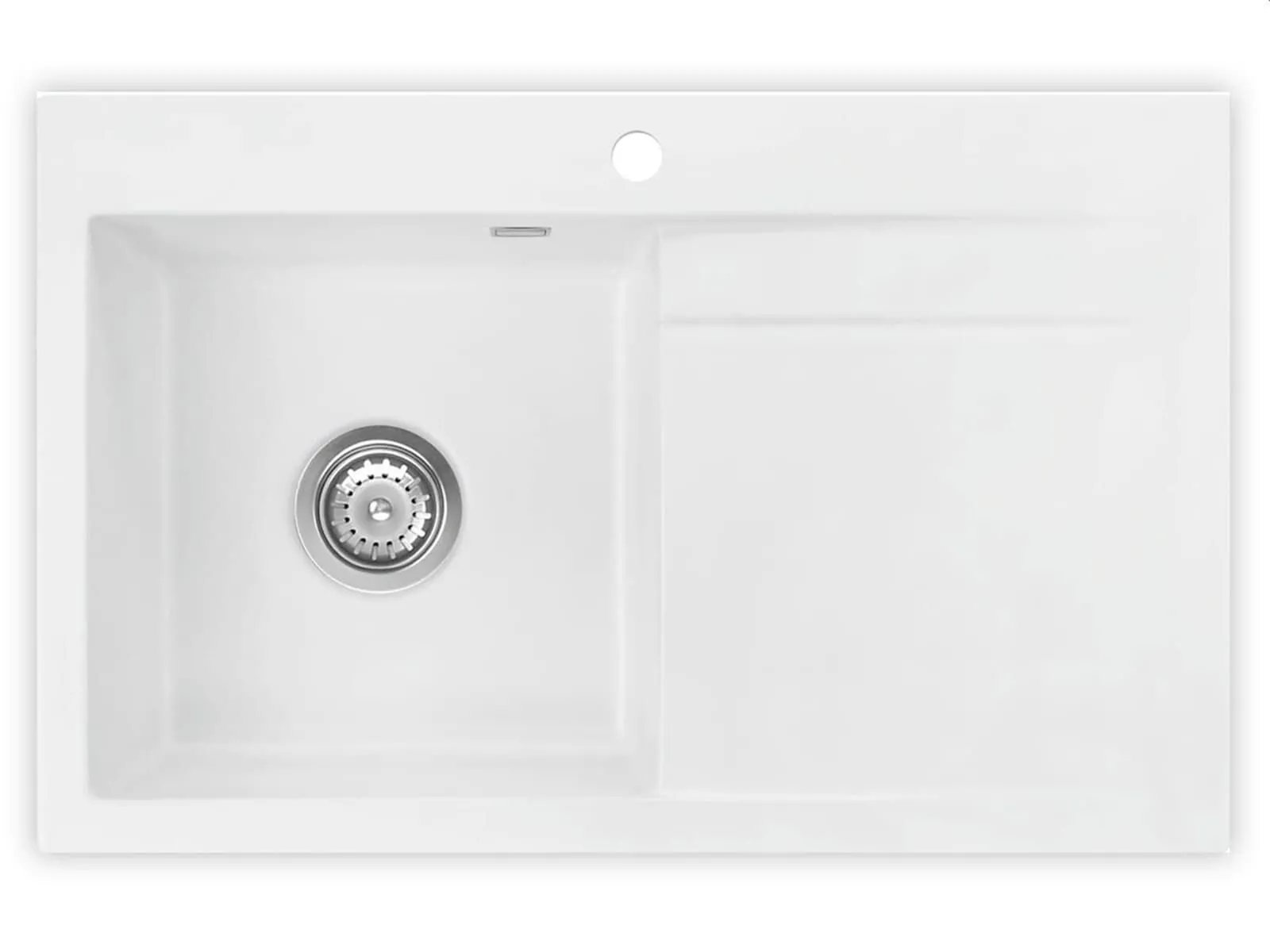 Systemceram Stema 80 Polar, zlewozmywak ceramiczny, korek manualny