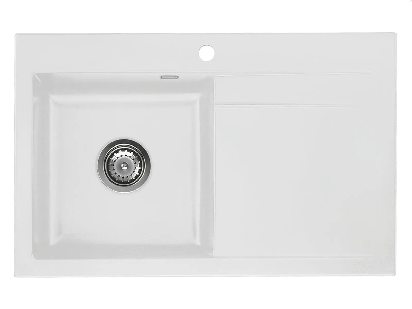 Systemceram Stema 80 Satin, zlewozmywak ceramiczny, korek manualny