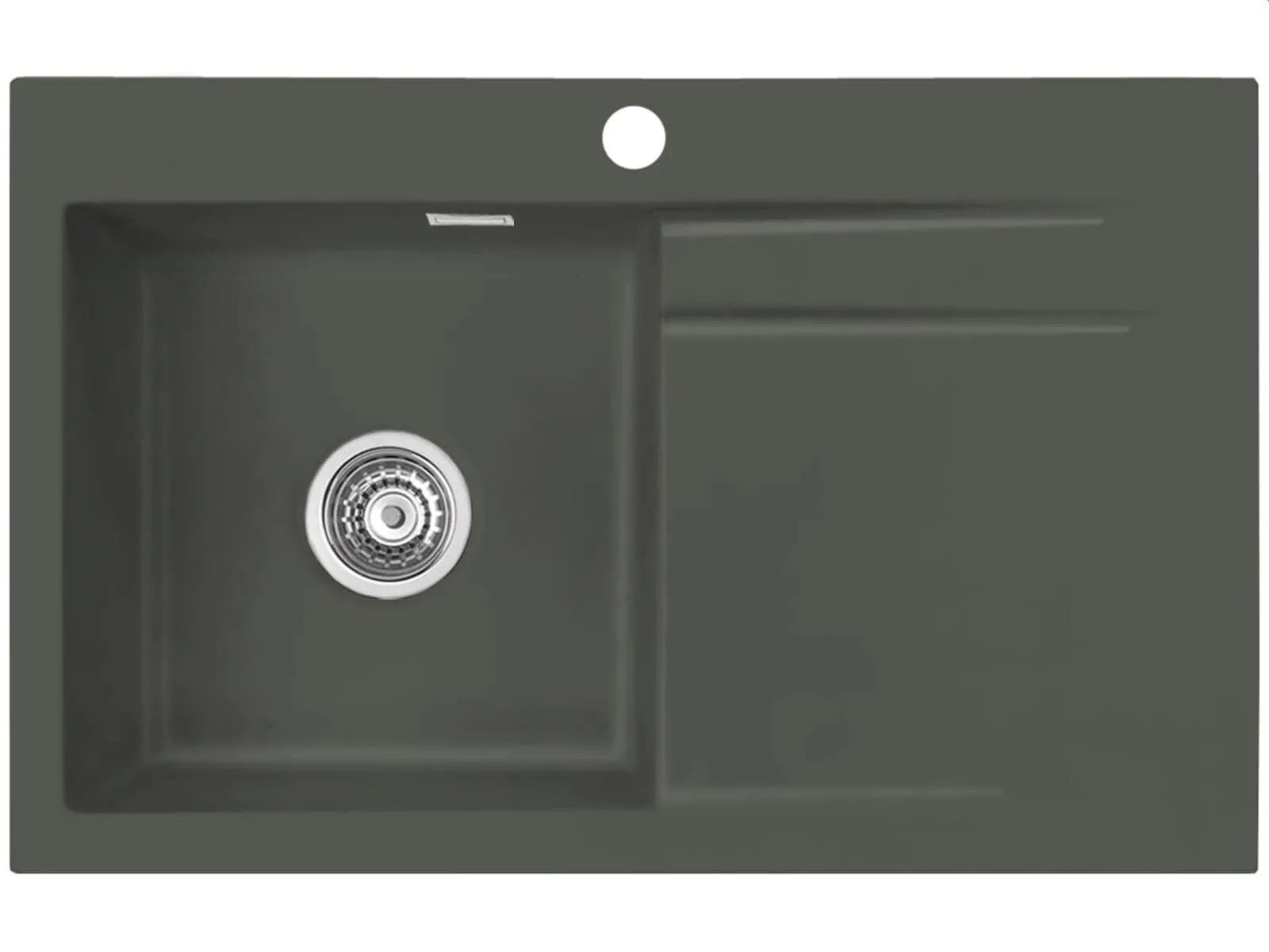 Systemceram Stema 80 Schiefer, zlewozmywak ceramiczny, korek manualny