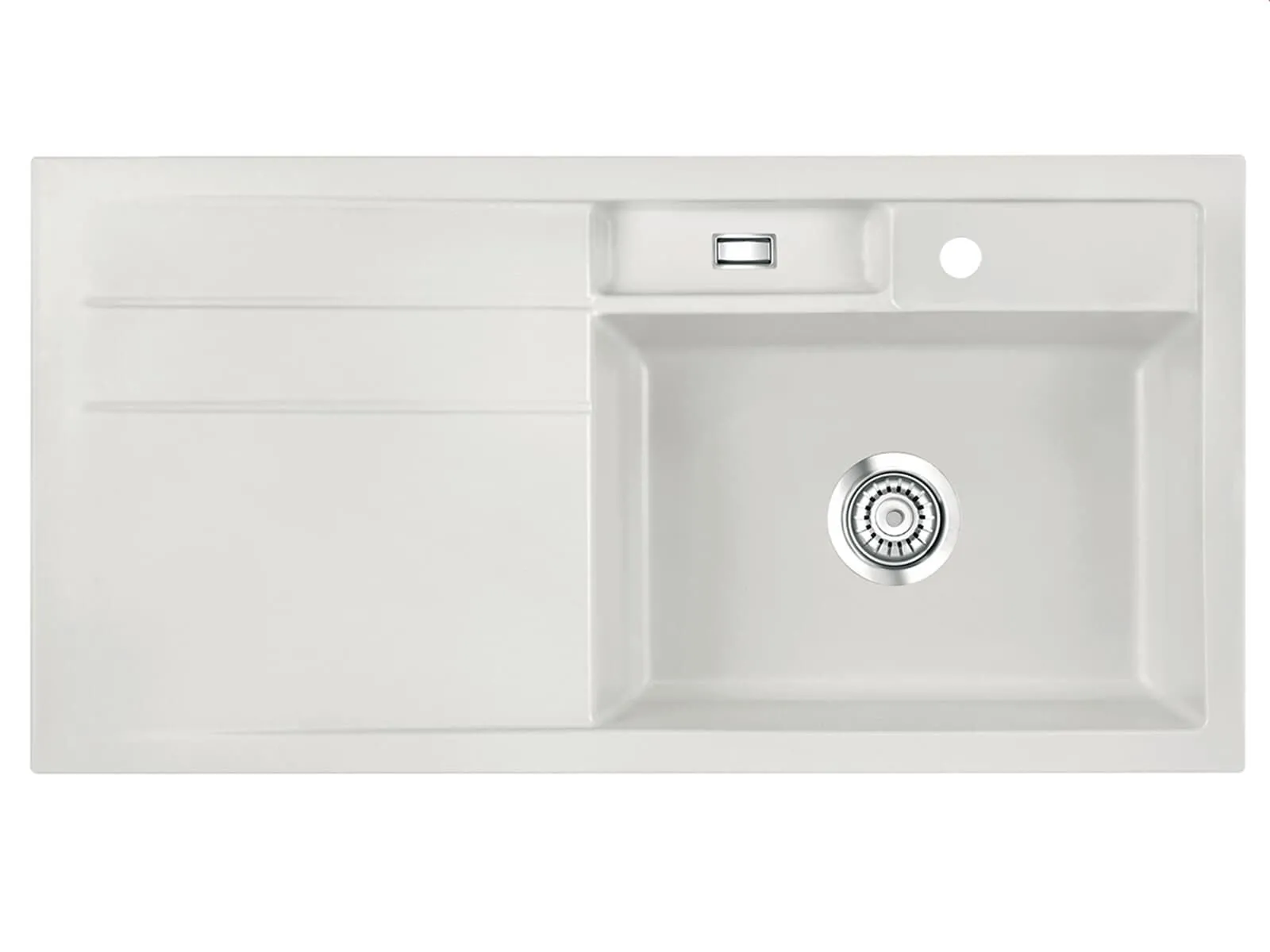 Systemceram Bela 100 Alu, zlewozmywak ceramiczny, korek manualny