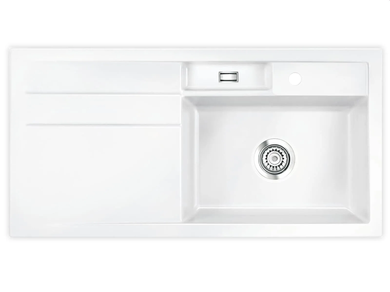 Systemceram Bela 100 Gronland, zlewozmywak ceramiczny, korek manualny