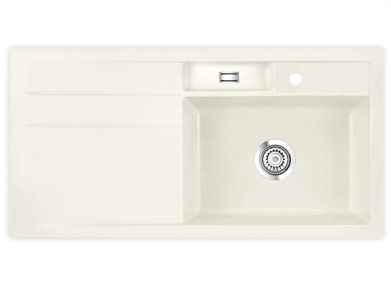 Systemceram Bela 100 Jasmin, zlewozmywak ceramiczny, korek manualny